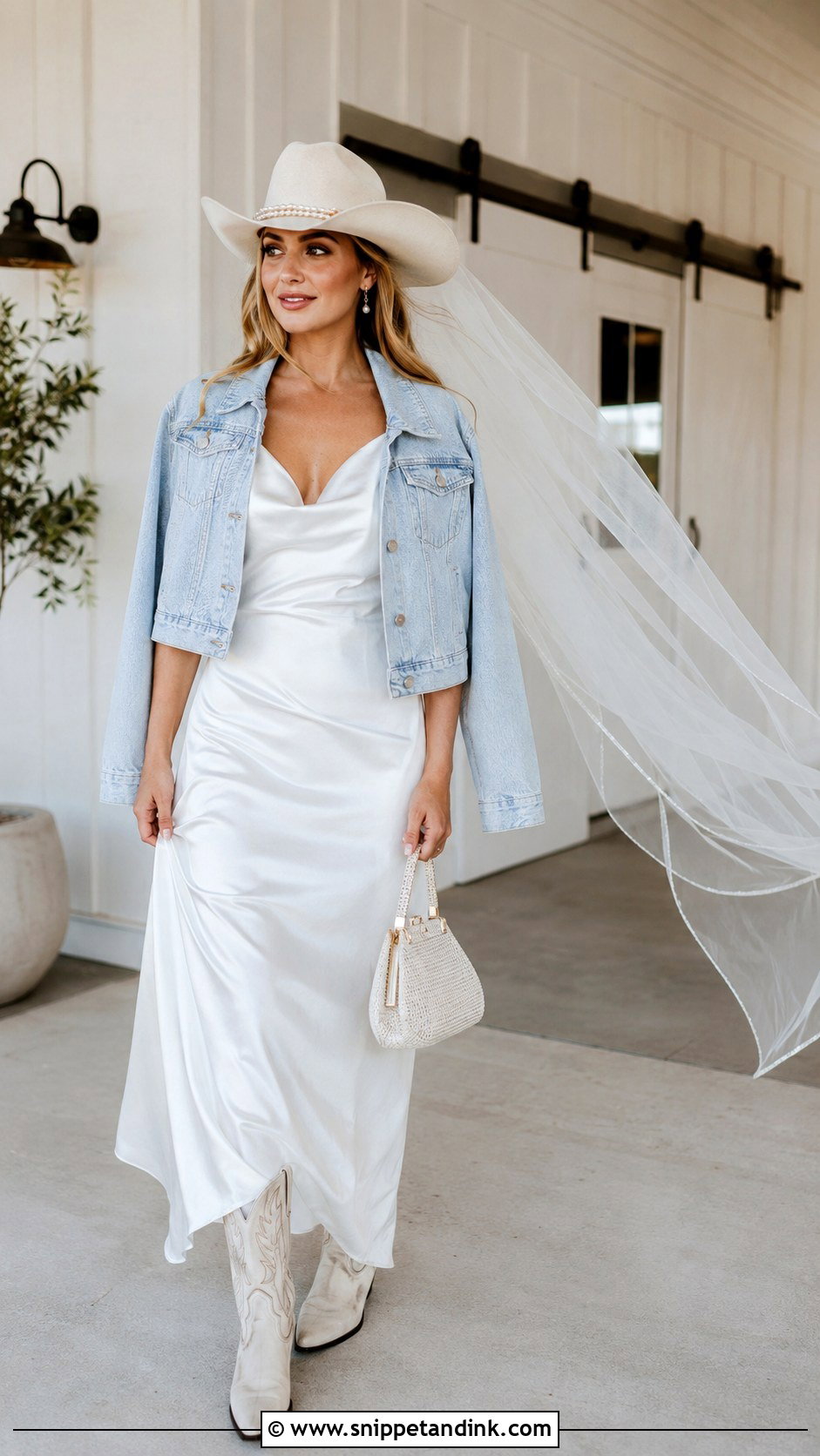 Cowboy Hat With Veil And White Slip Dress - Snippet and Ink - 20 Cowboy Hat with Veil Ideas