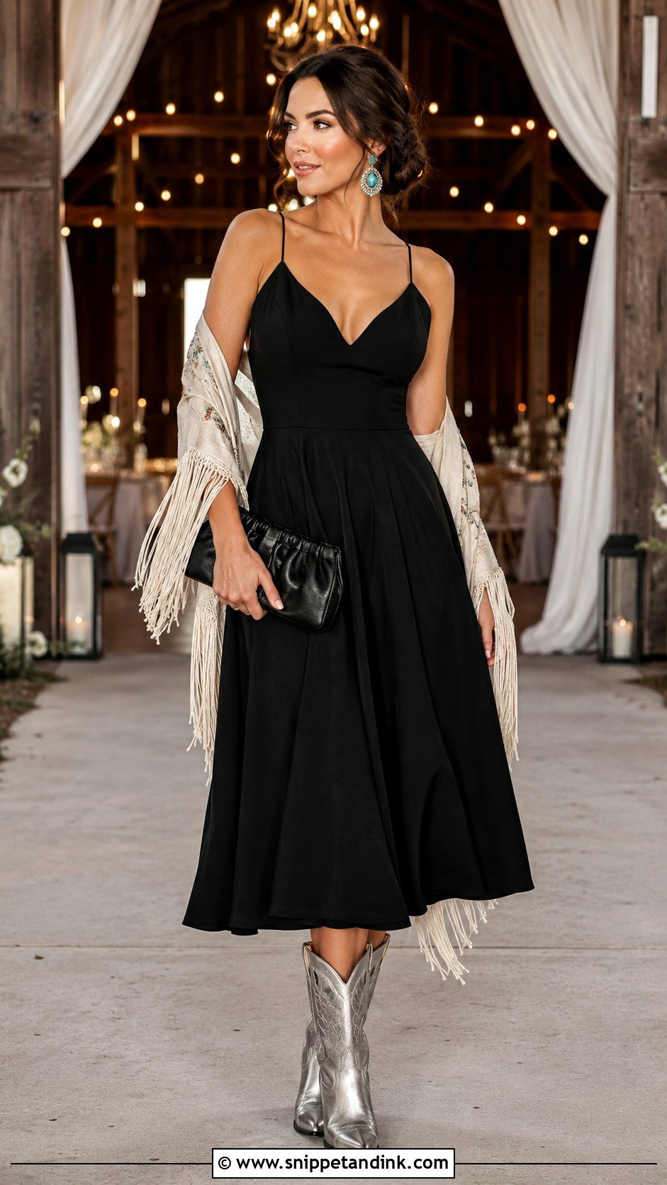 Cowboy Wedding Black Cocktail Dress Outfit - Snippet and Ink - 20 Cowboy Wedding Outfits for Women