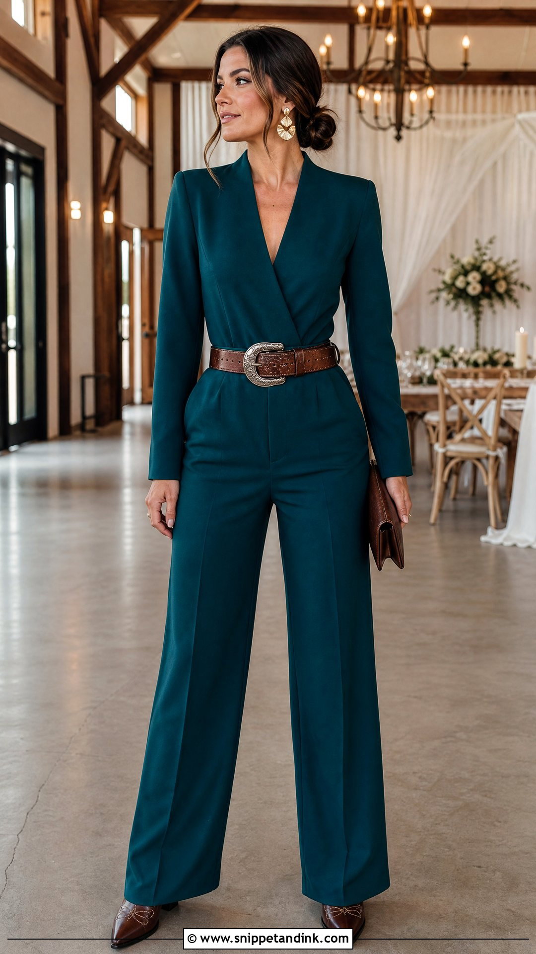 Cowboy Wedding Jumpsuit With Western Belt - Snippet and Ink - 25 Cowboy Wedding Attire Ideas