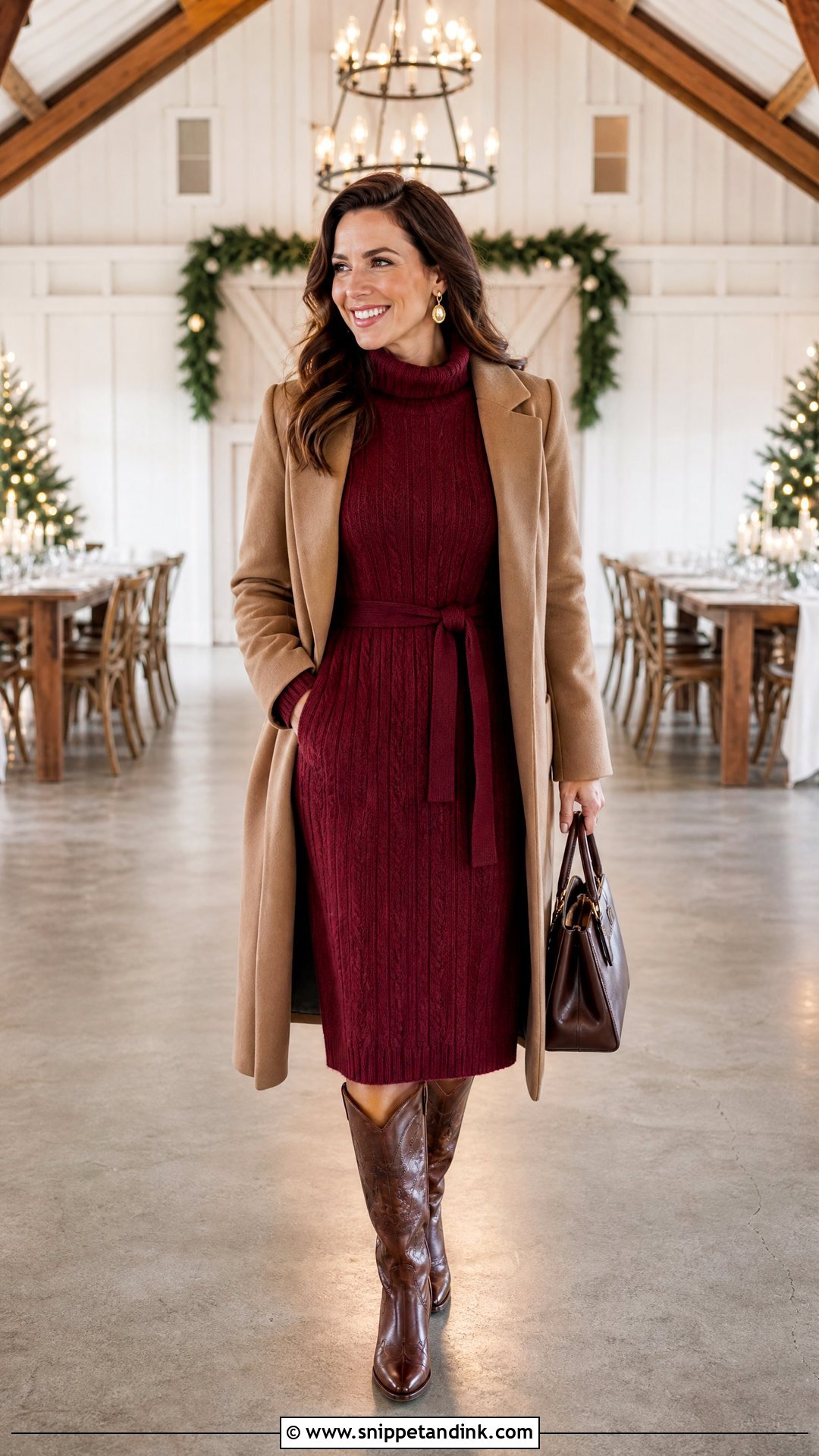 Cowboy Wedding Sweater Dress With Tall Boots - Snippet and Ink - 25 Cowboy Wedding Attire Ideas