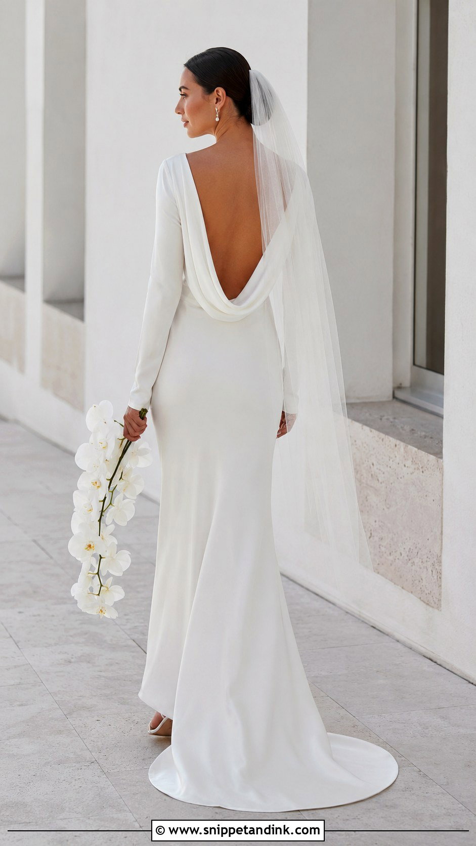 Cowl Back Long Sleeve Wedding Dress - Snippet and Ink - 20 Long Sleeve Low Back Wedding Dress Ideas