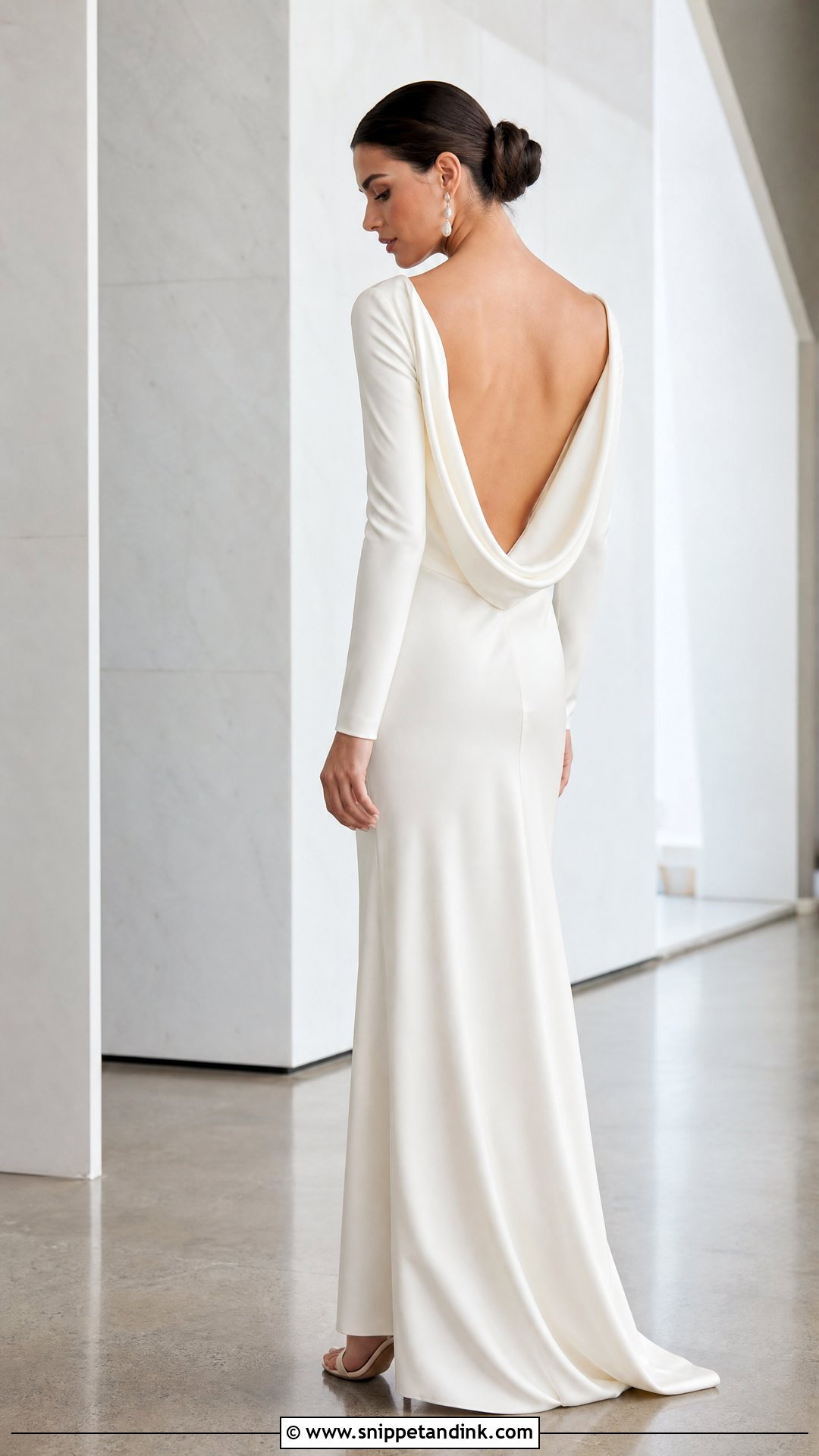 Cowl Back Long Sleeve Wedding Dress - Snippet and Ink - 25 Long Sleeve Backless Wedding Dress Ideas