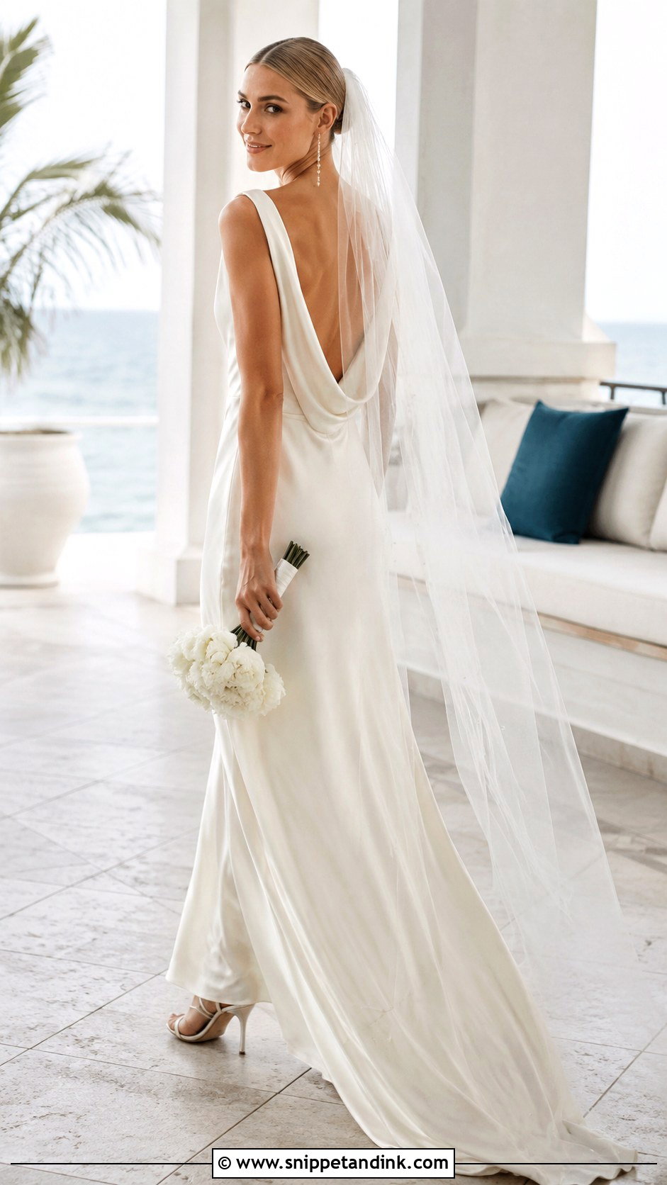 Cowl Back Satin Bridal Gown - Snippet and Ink - 20 Backless Bridal Gowns