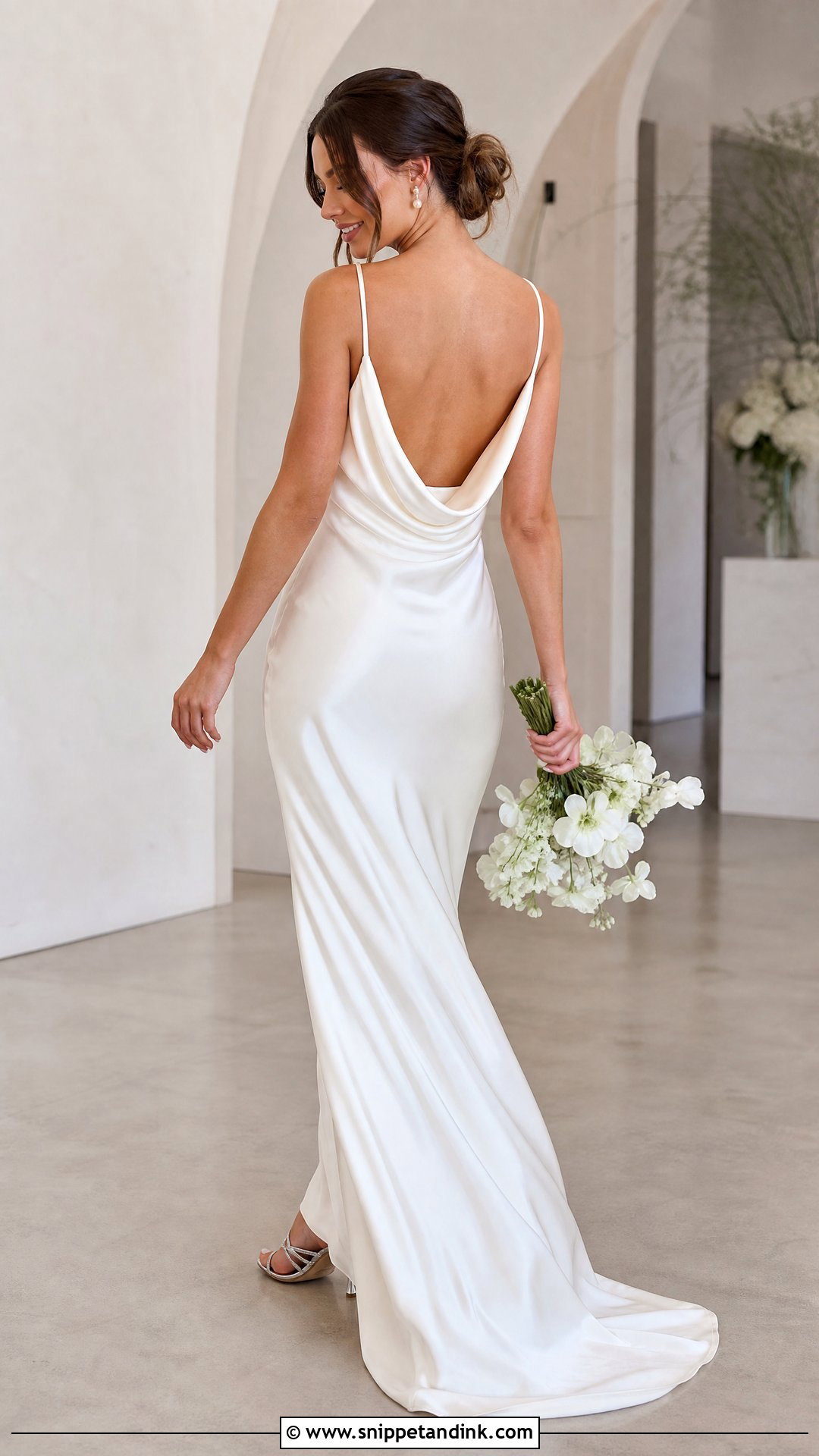 Cowl Back Satin Wedding Dress - Snippet and Ink - 20 Simple Backless Wedding Dress Ideas