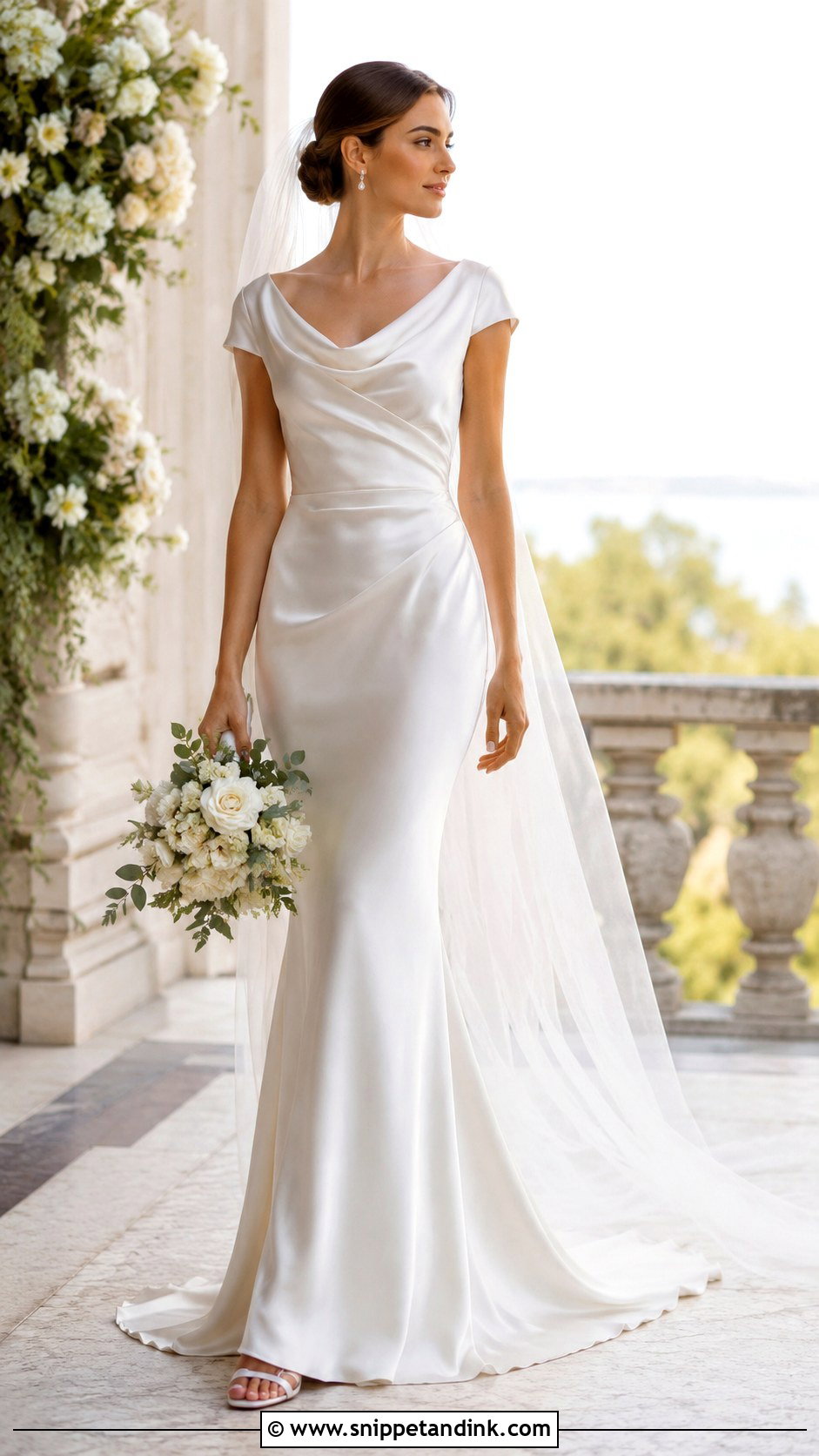 Cowl Collar Silk Wedding Dress - Snippet and Ink - 20 Collar Wedding Dress Ideas