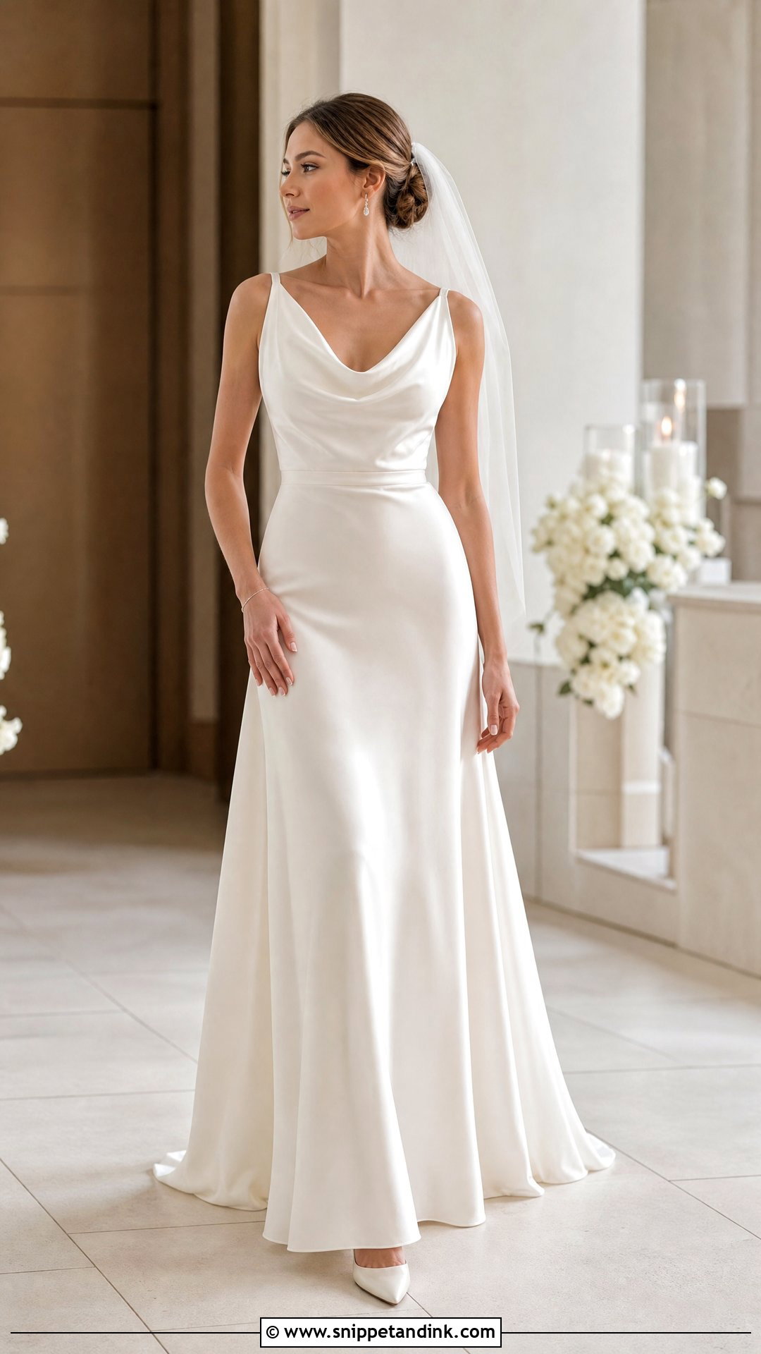 Cowl Neck A Line Wedding Dress - Snippet and Ink - 20 Wedding Dresses for Inverted Triangle