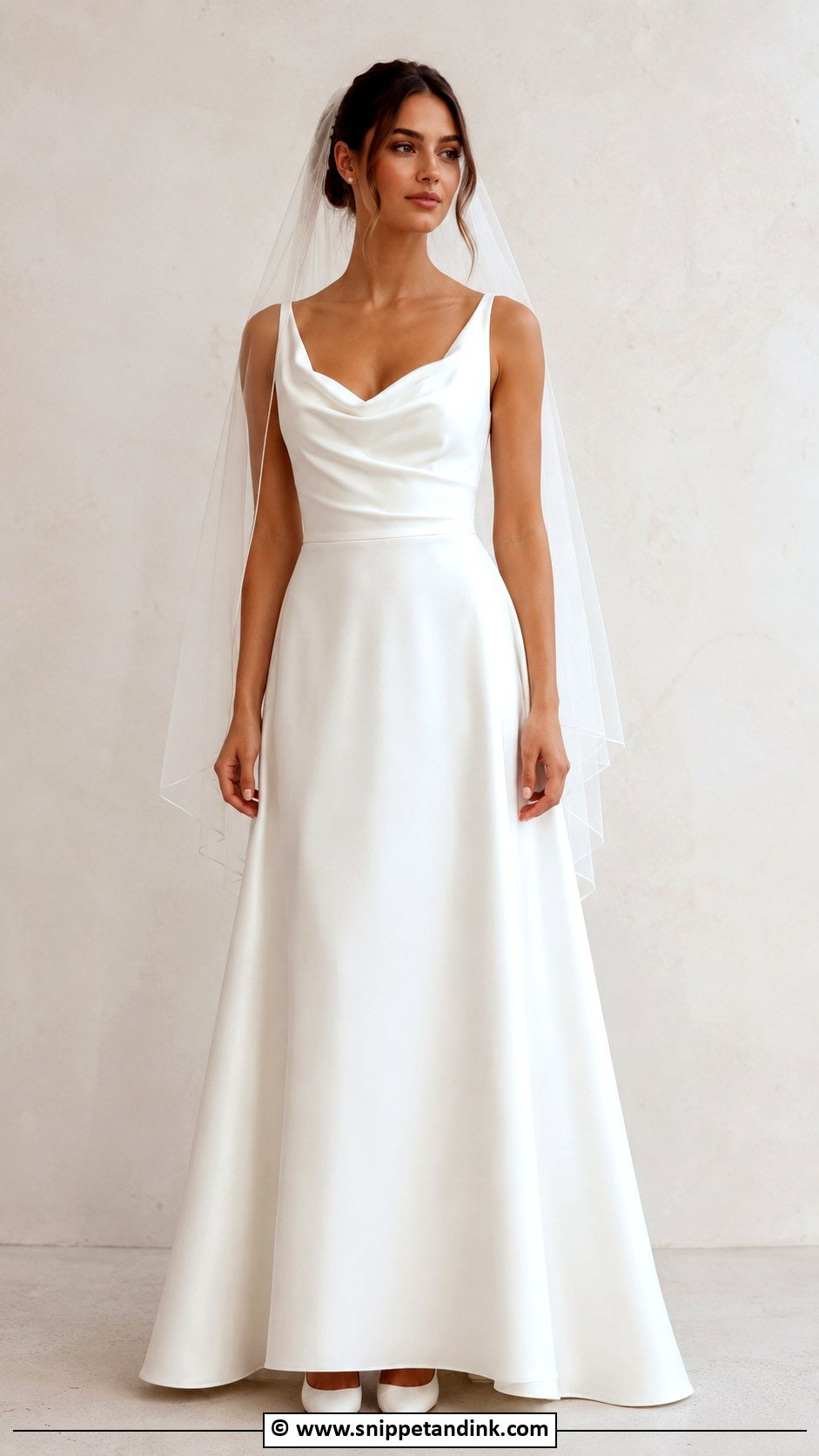 Cowl Neck A Line Wedding Dress - Snippet and Ink - 25 Cowl Neck Wedding Dress Ideas