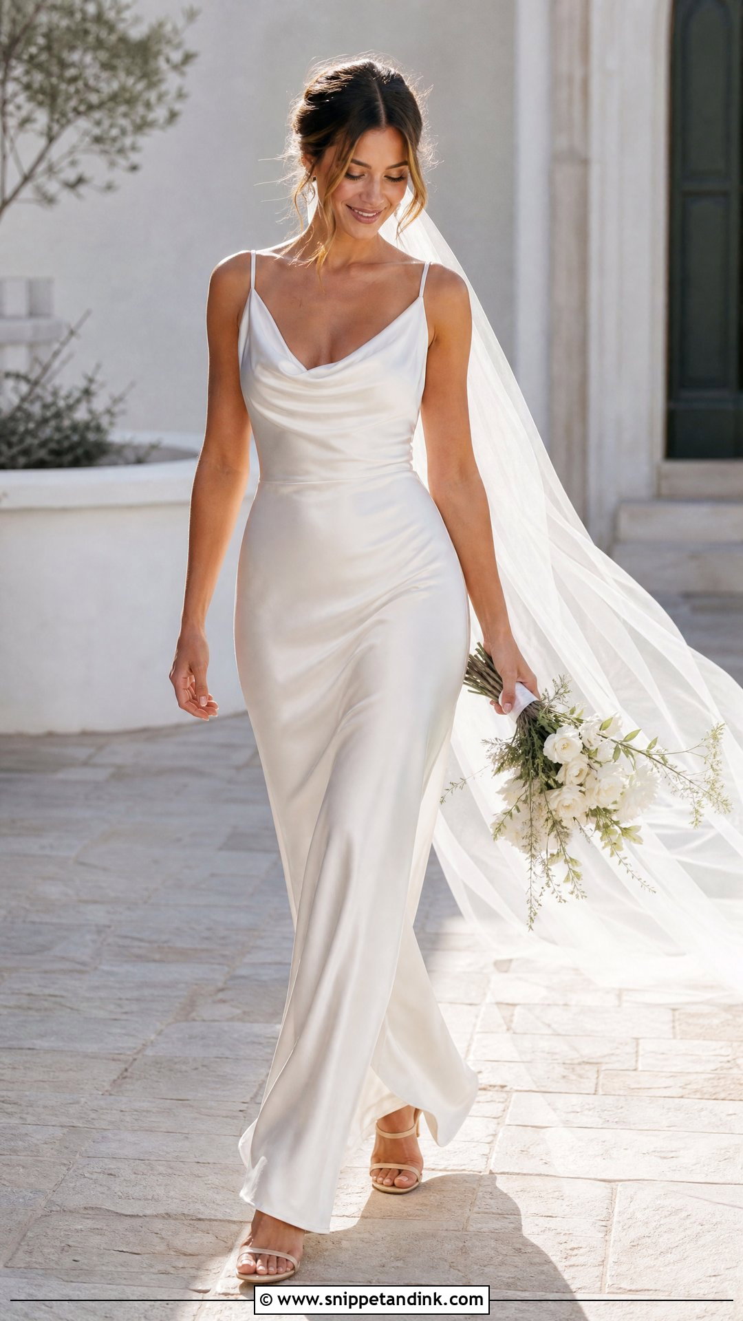 Cowl Neck Bias Cut Wedding Dress - Snippet and Ink - 20 Wedding Dresses for Hourglass Shape