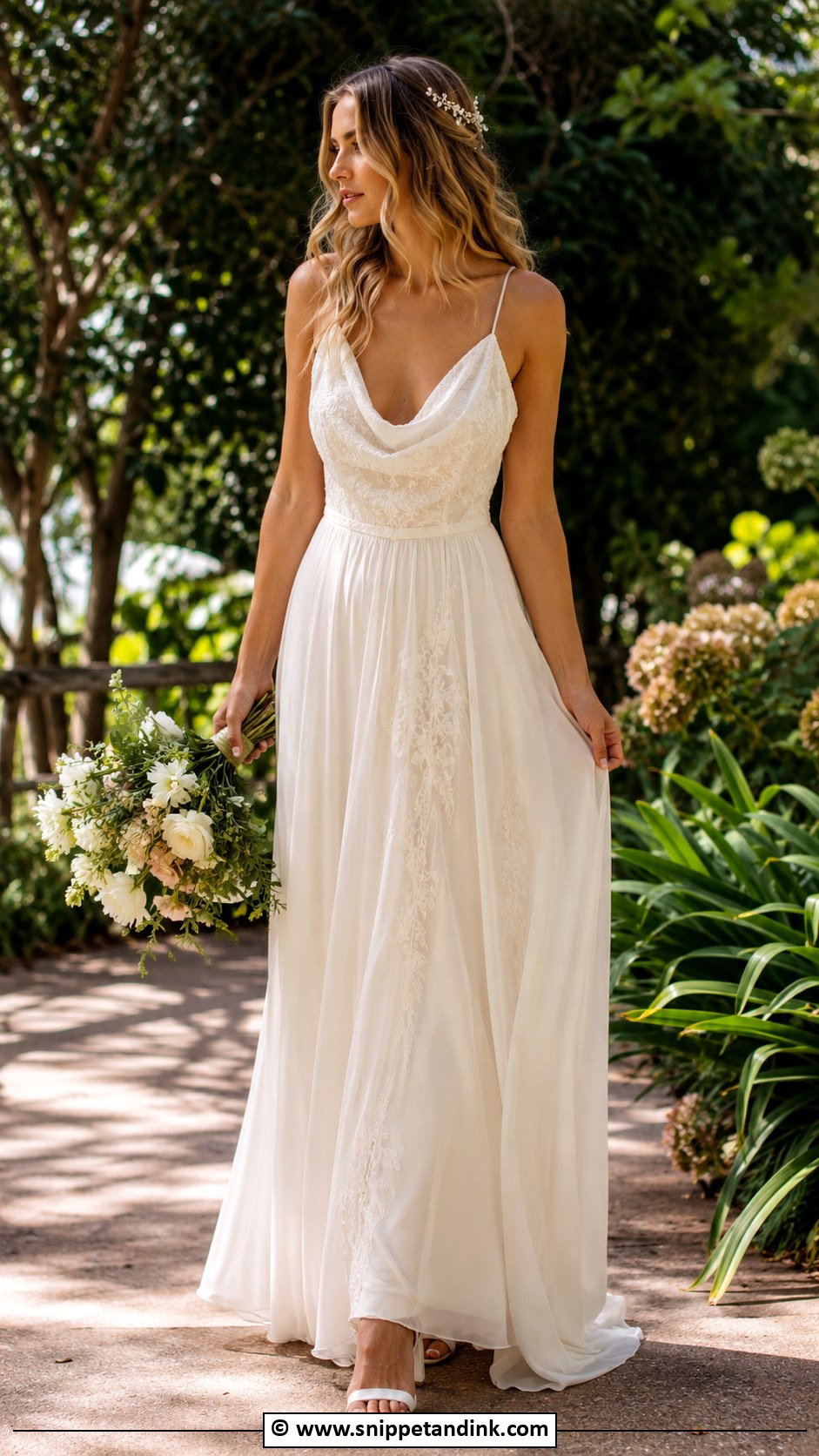 Cowl Neck Boho Wedding Dress - Snippet and Ink - 25 Cowl Neck Wedding Dress Ideas