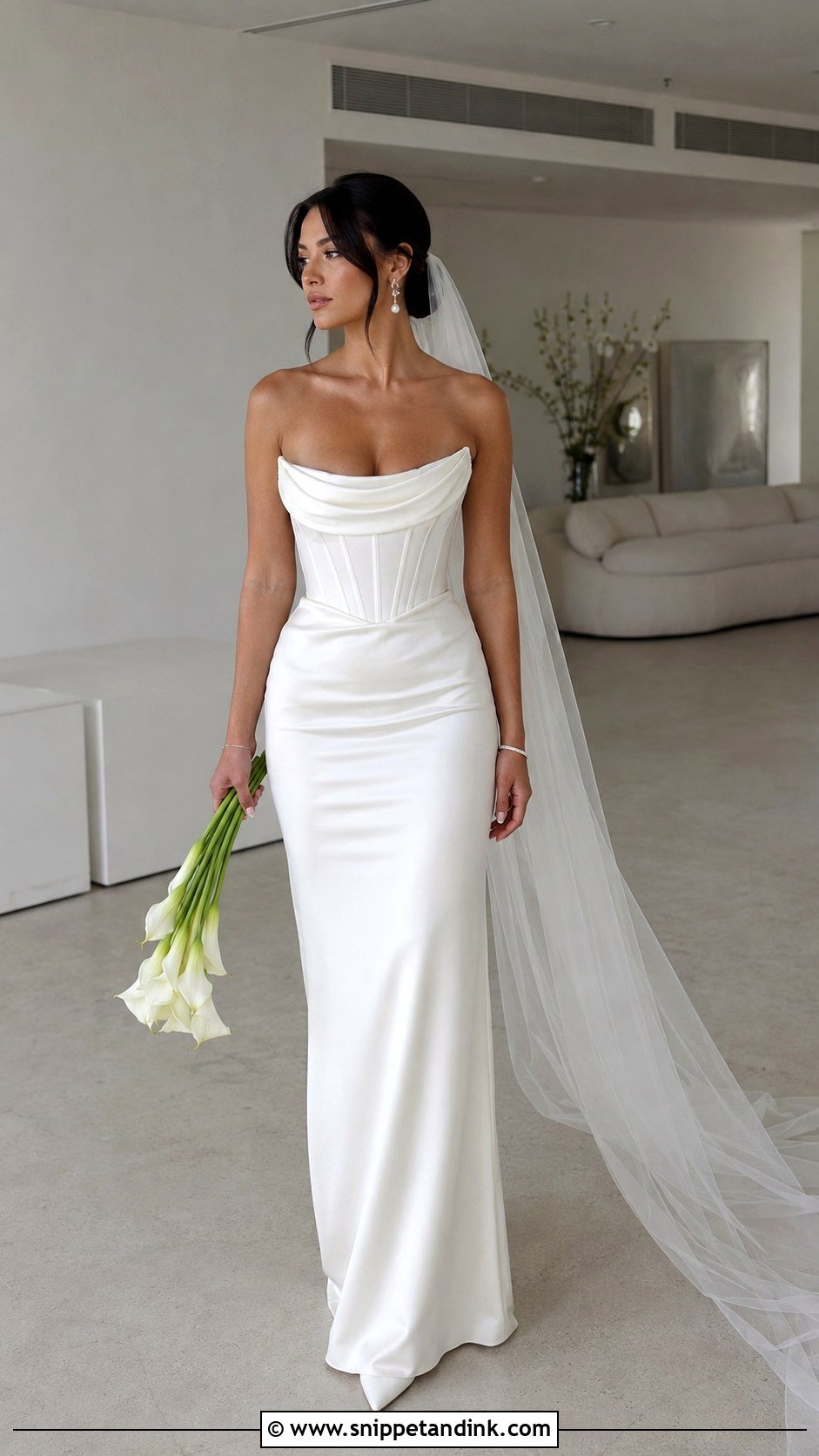 Cowl Neck Corset Wedding Dress - Snippet and Ink - 20 Barbra Palvin Wedding Dress Ideas