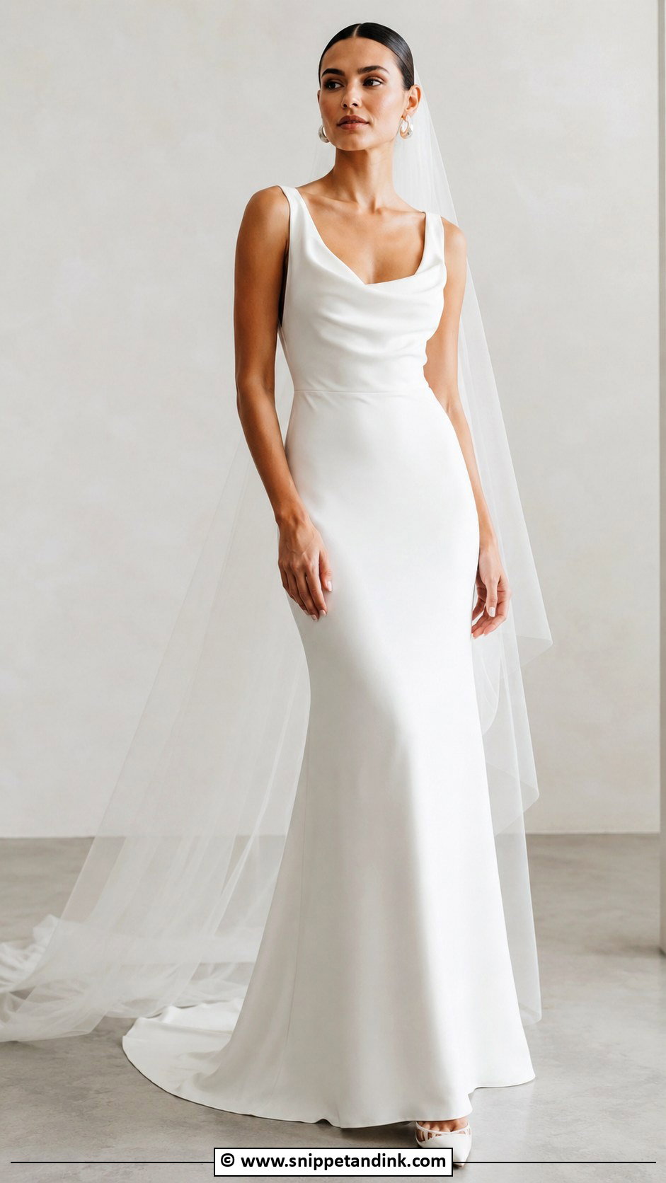 Cowl Neck Crepe Wedding Dress - Snippet and Ink - 25 Cowl Neck Wedding Dress Ideas