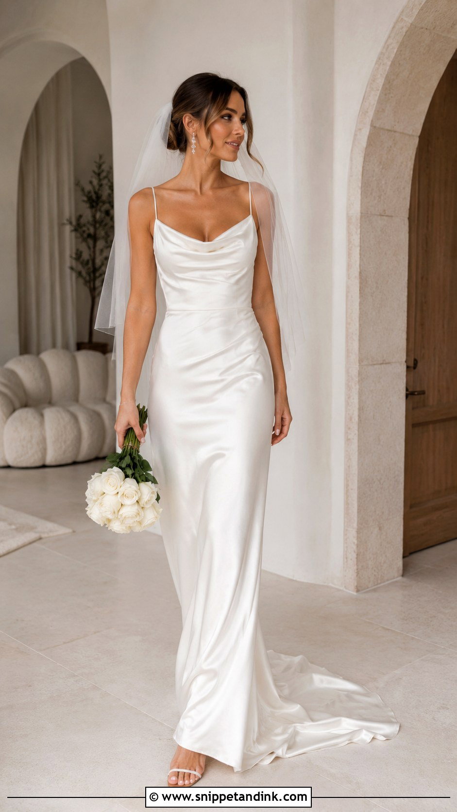Cowl Neck Draped Wedding Dress - Snippet and Ink - 20 Draping Wedding Dress Ideas