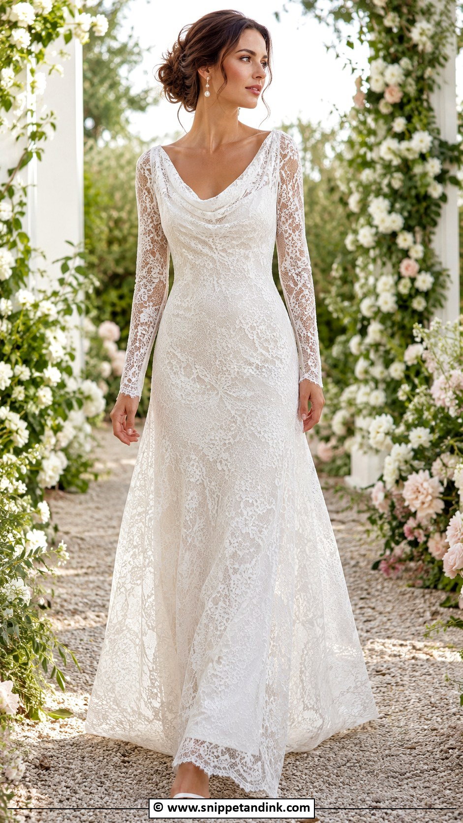Cowl Neck Lace Wedding Dress - Snippet and Ink - 25 Cowl Neck Wedding Dress Ideas