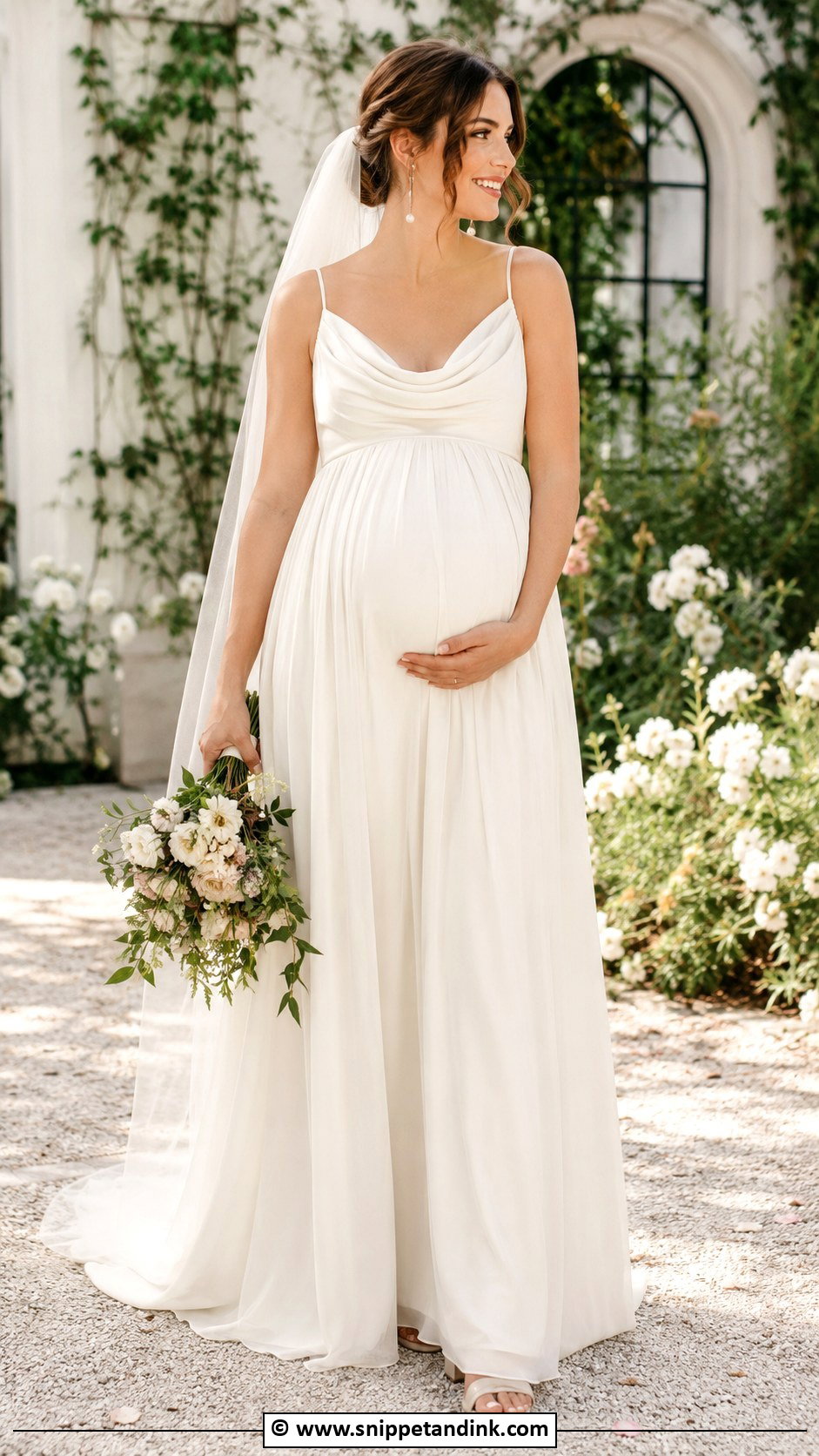 Cowl Neck Maternity Wedding Dress - Snippet and Ink - 25 Cowl Neck Wedding Dress Ideas
