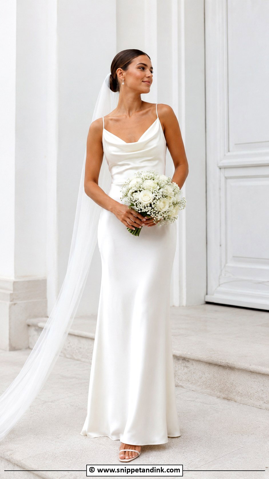 Cowl Neck Minimalist Wedding Dress - Snippet and Ink - 25 Cowl Neck Wedding Dress Ideas