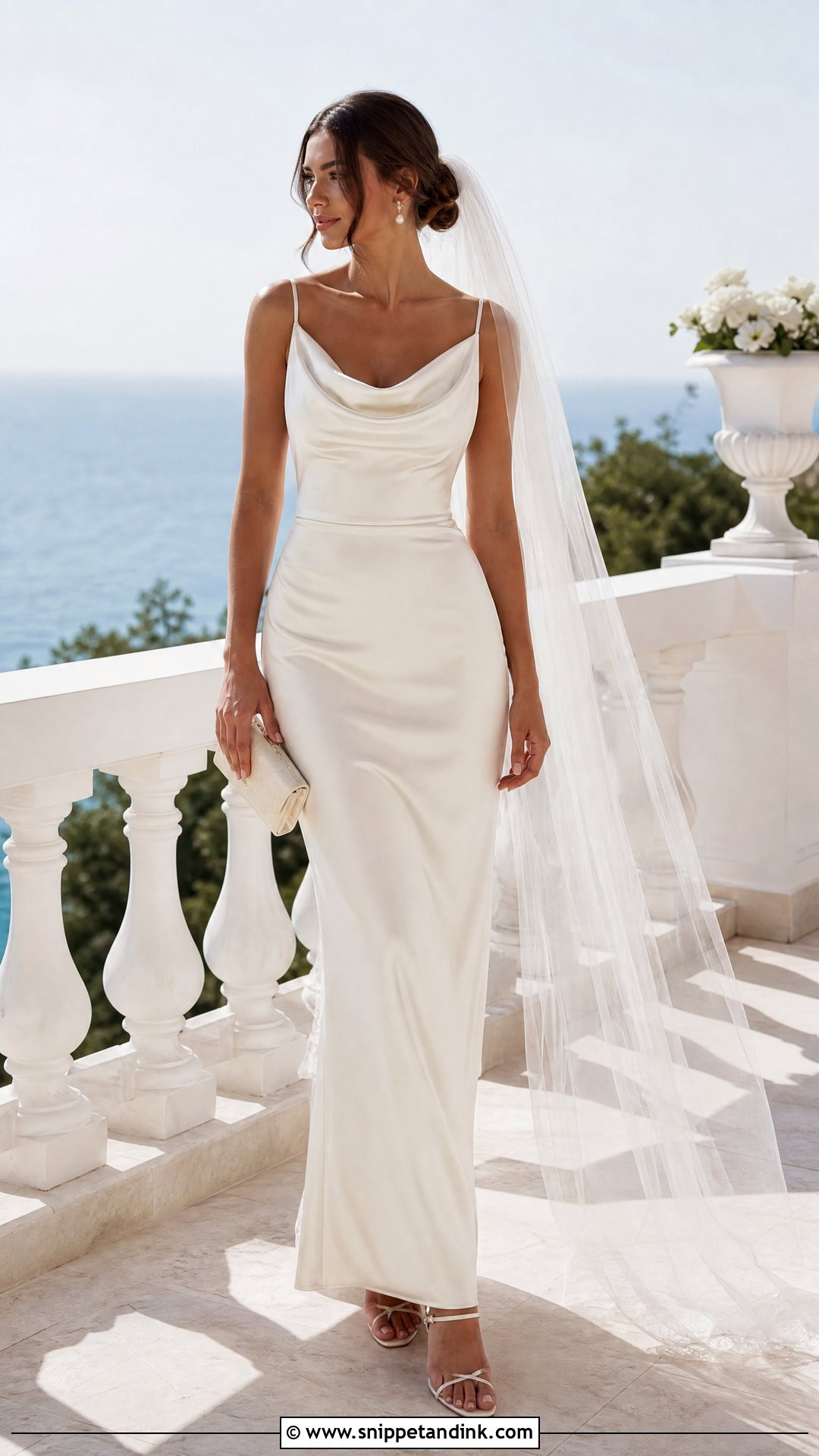 Cowl Neck Pencil Wedding Dress - Snippet and Ink - 20 Pencil Wedding Dress Ideas