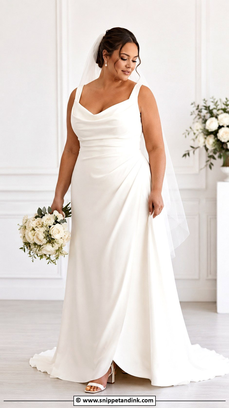 Cowl Neck Plus Size Wedding Dress - Snippet and Ink - 25 Cowl Neck Wedding Dress Ideas