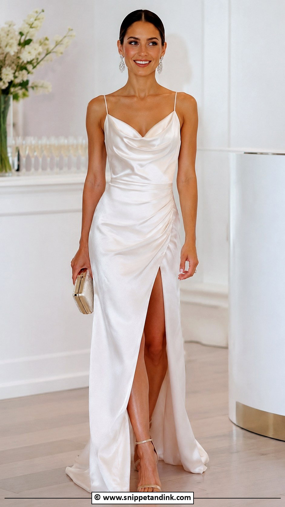 Cowl Neck Reception Wedding Dress - Snippet and Ink - 25 Cowl Neck Wedding Dress Ideas