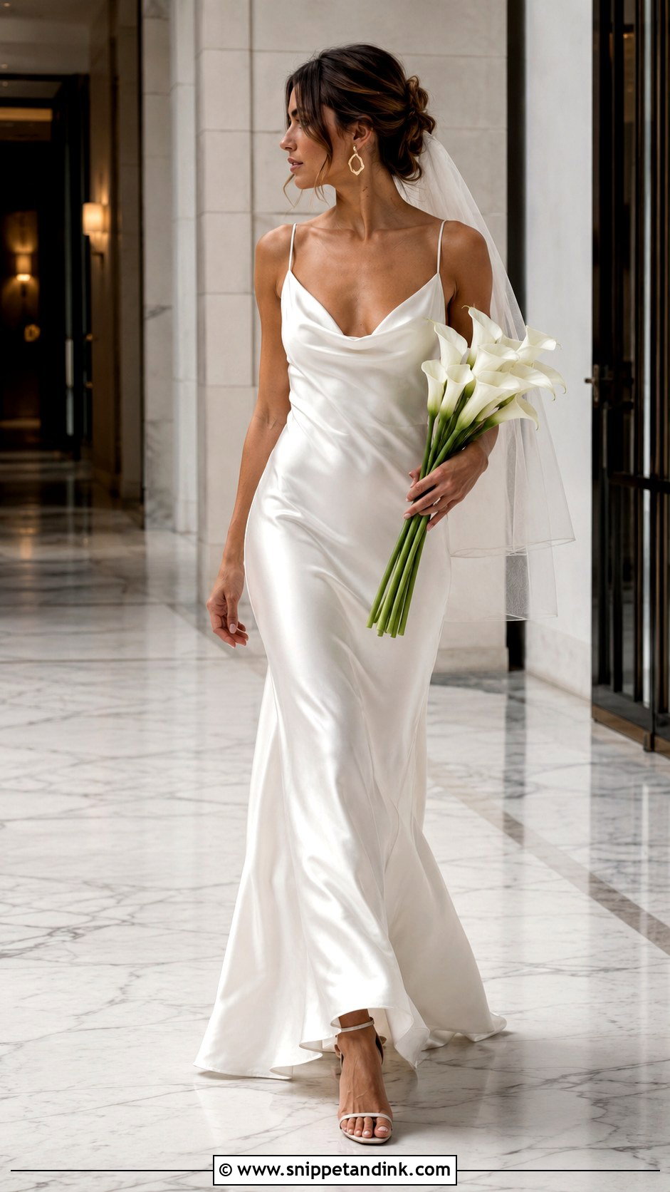 Cowl Neck Satin Bridal Gown - Snippet and Ink - 20 Minimalist Bridal Gown Ideas