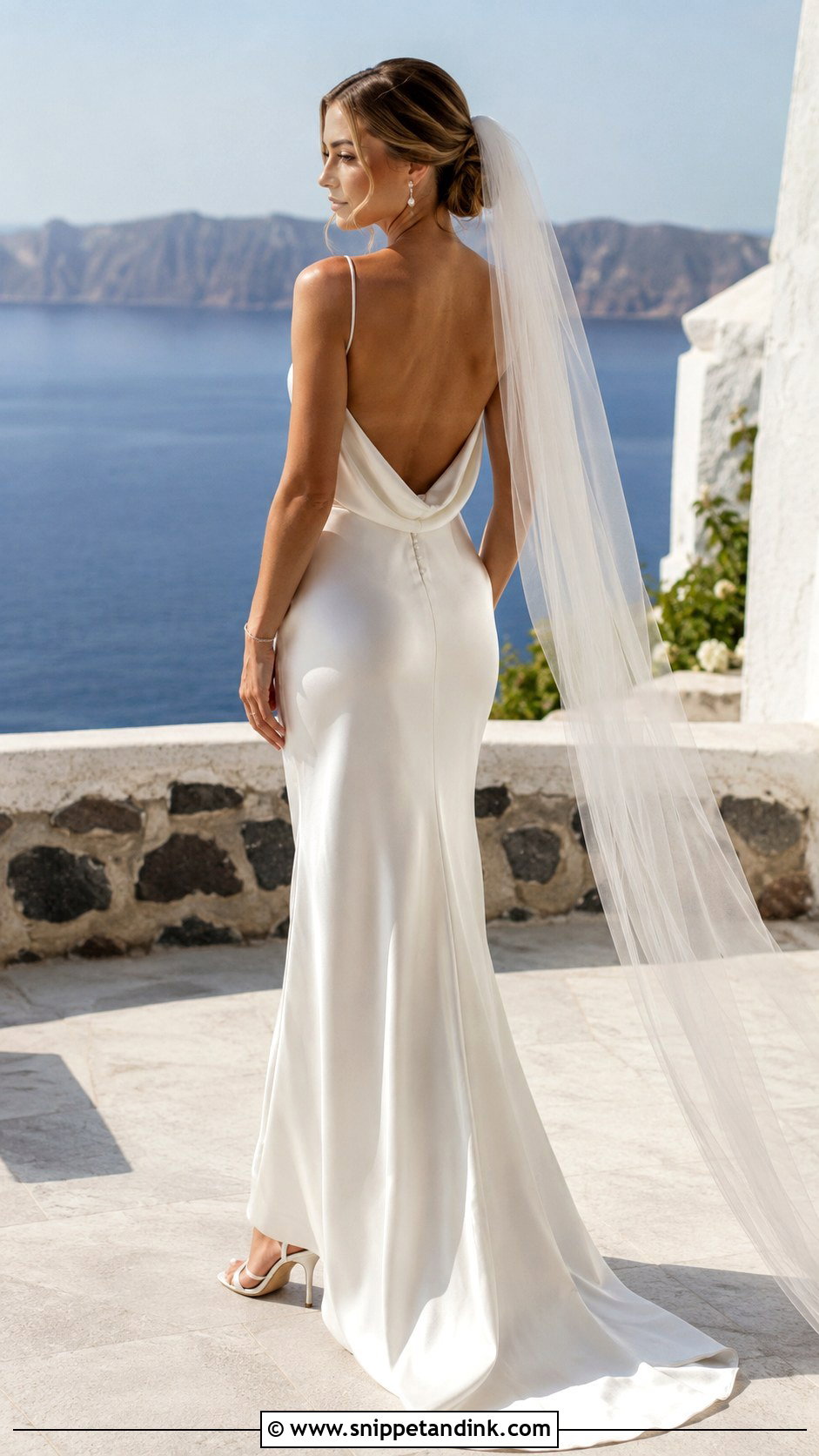 Cowl Neck Satin Greece Wedding Dress - Snippet and Ink - 20 Greece Wedding Dress Ideas