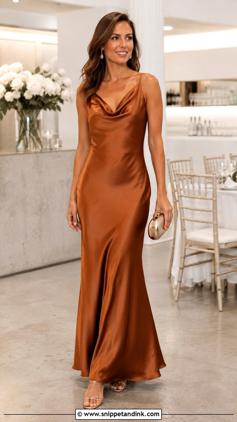 Cowl Neck Satin Sister of the Bride Dress - Snippet and Ink - 20 Dress Sister of the Bride Ideas