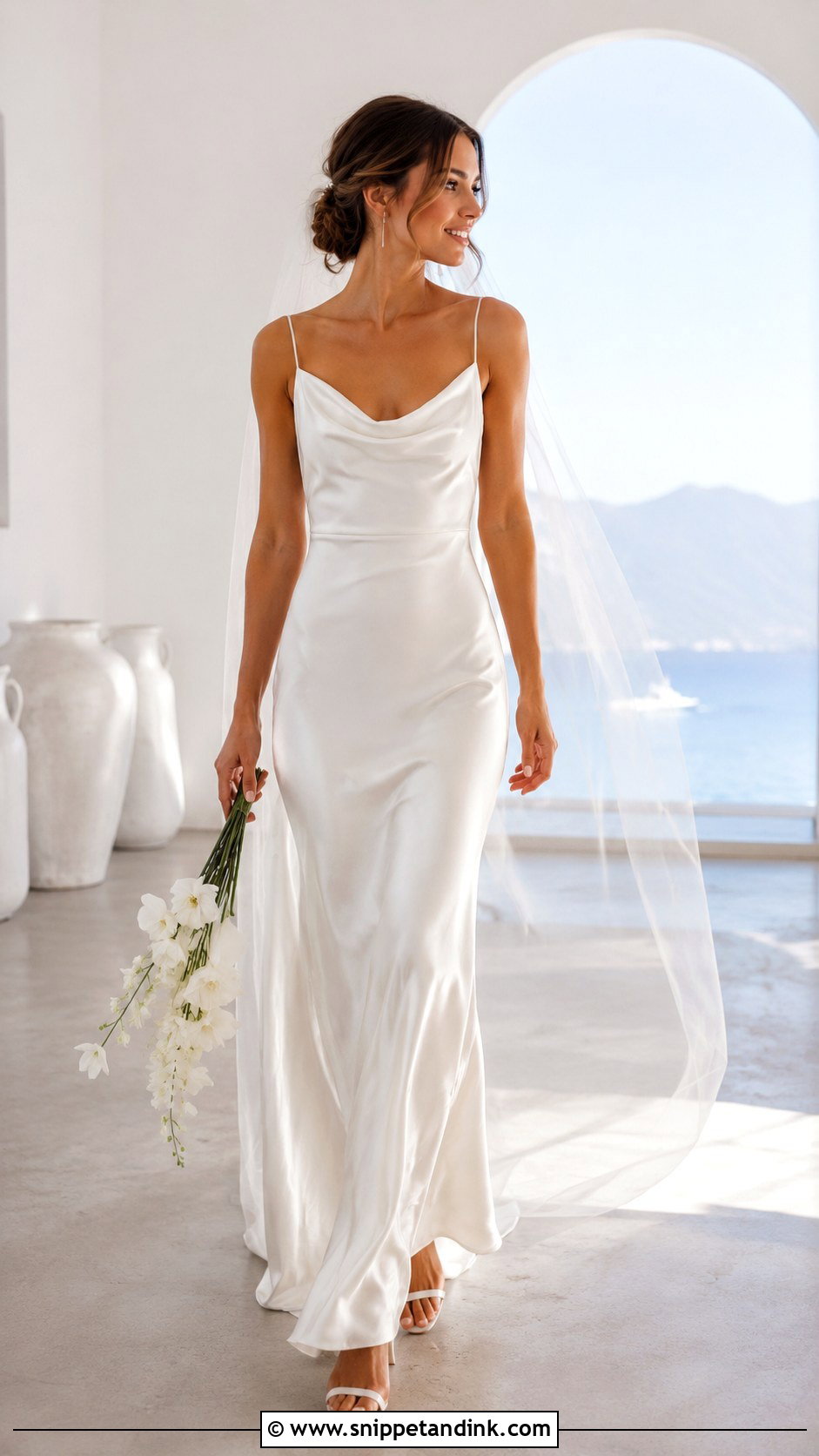 Cowl Neck Satin Slip Wedding Dress - Snippet and Ink - 20 Classy Elegant Satin Wedding Dress Ideas