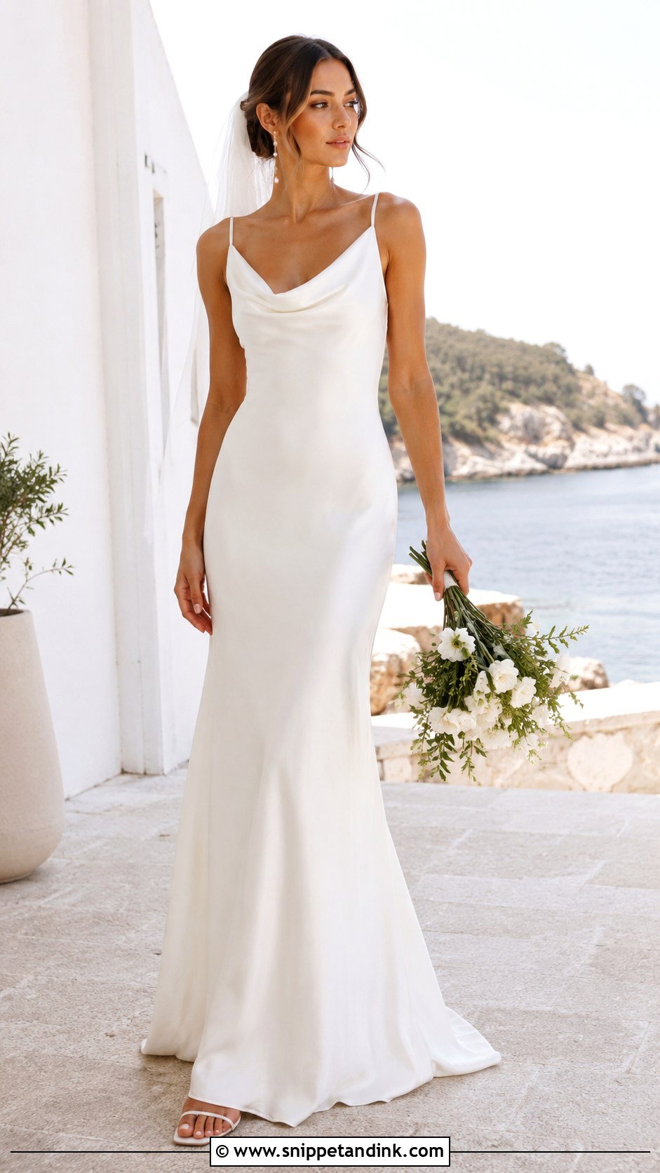 Cowl Neck Satin Slip Wedding Dress - Snippet and Ink - 20 Classy Satin Wedding Dress Ideas
