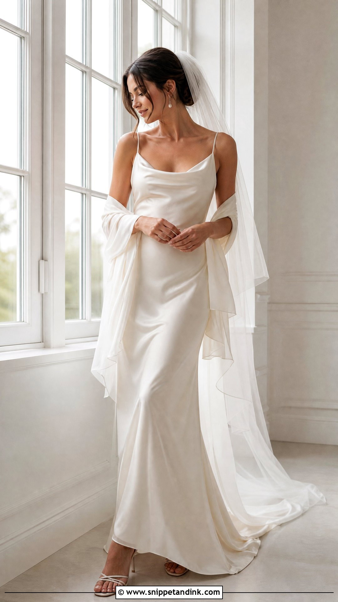 Cowl Neck Satin Slip Wedding Dress - Snippet and Ink - 20 Plain Satin Wedding Dress Ideas