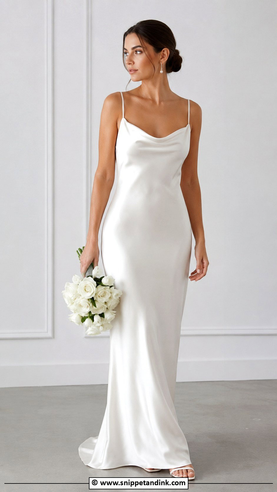 Cowl Neck Satin Slip Wedding Dress - Snippet and Ink - 25 Cowl Neck Wedding Dress Ideas