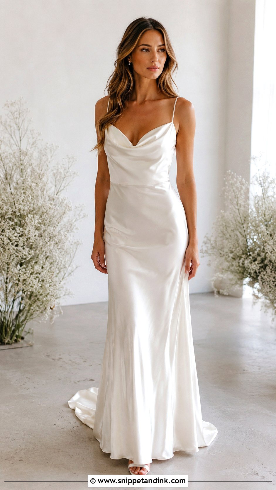 Cowl Neck Satin Wedding Dress - Snippet and Ink - 30 Satin Wedding Gown Ideas