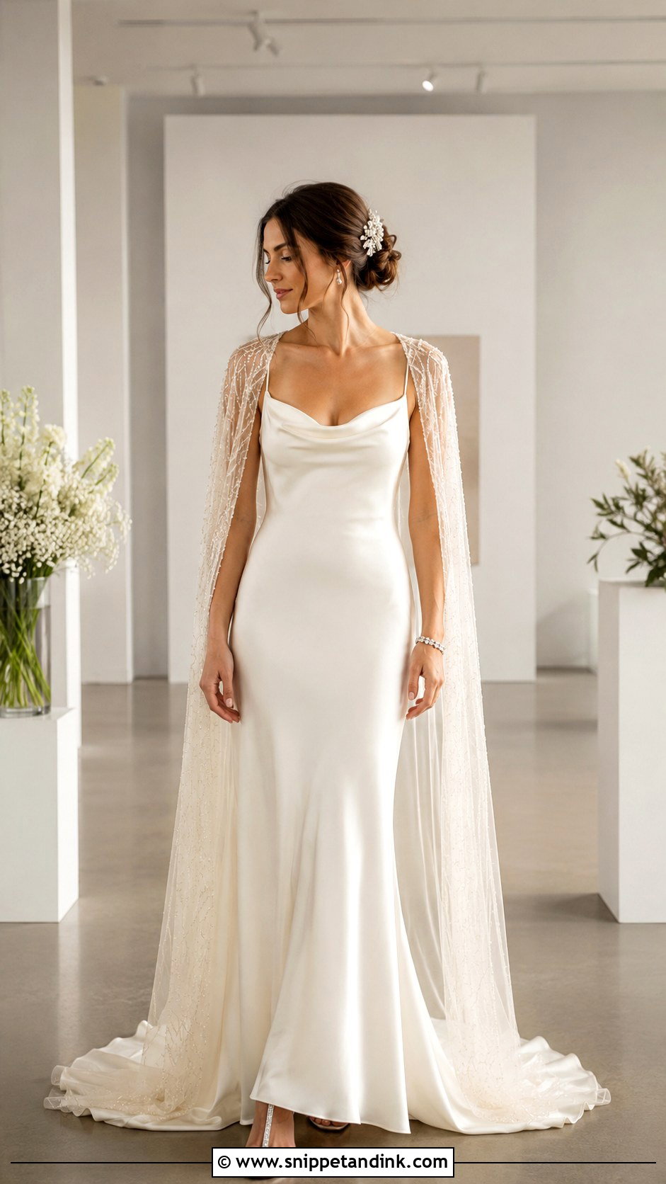 Cowl Neck Satin Wedding Dress - Snippet and Ink - 20 Roaring 20s Wedding Dress Ideas