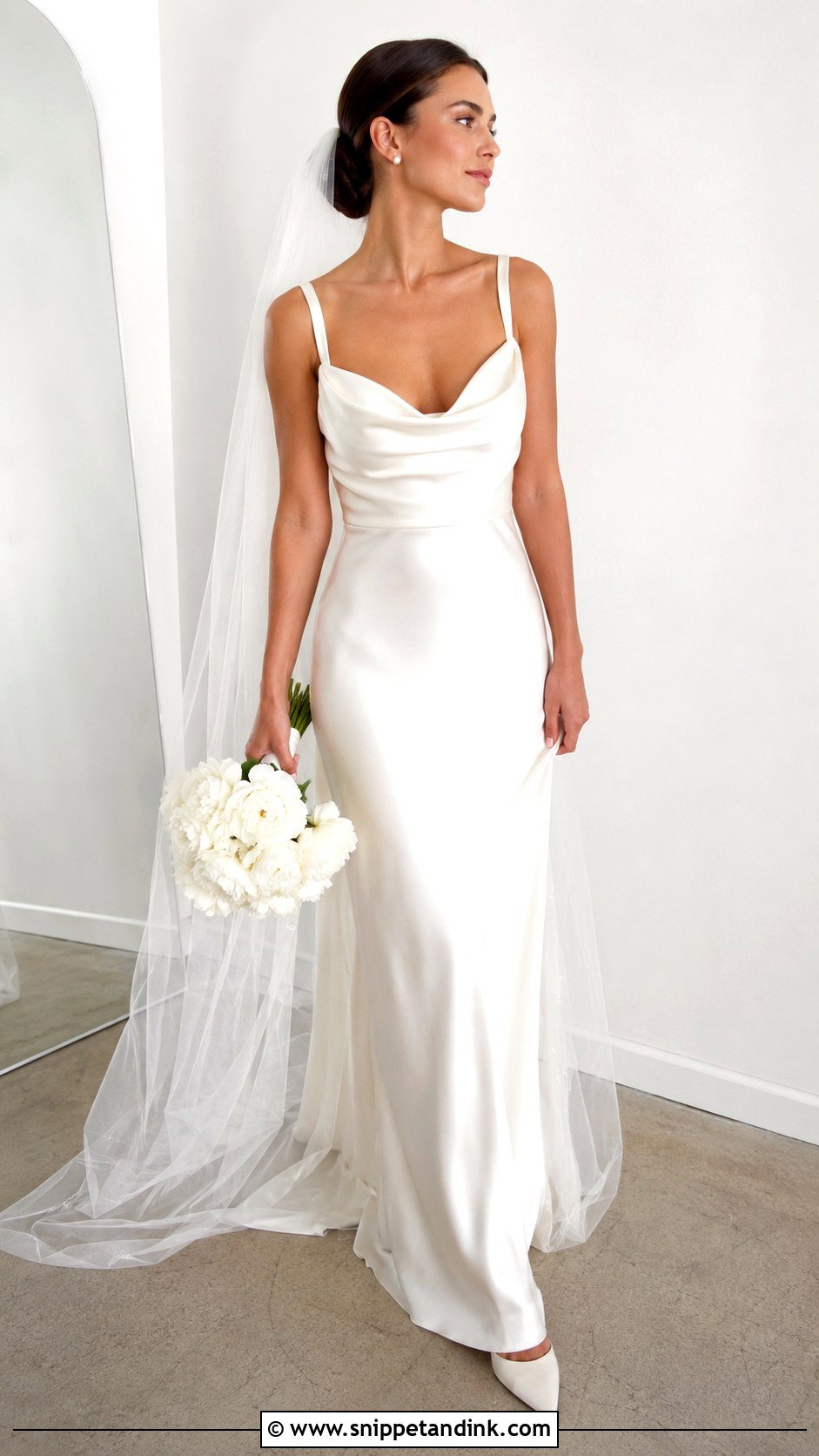 Cowl Neck Satin Wedding Dress - Snippet and Ink - 20 Vintage Satin Wedding Dress Ideas