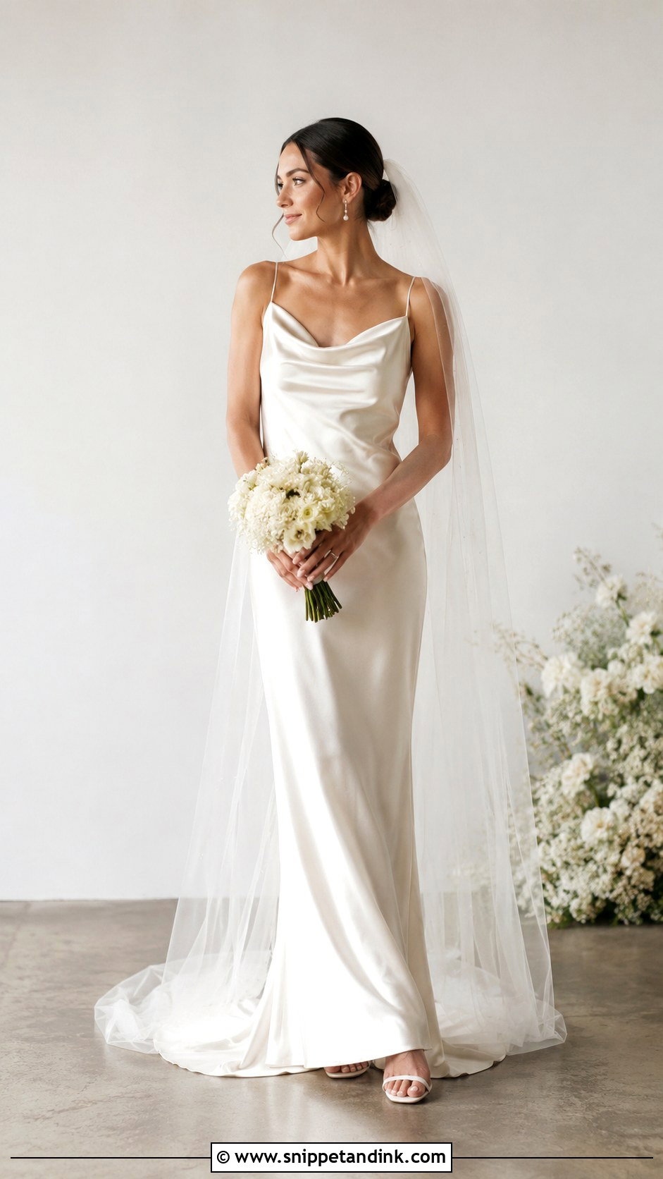 Cowl Neck Satin Wedding Dress - Snippet and Ink - 25 Classic Satin Wedding Dress Ideas