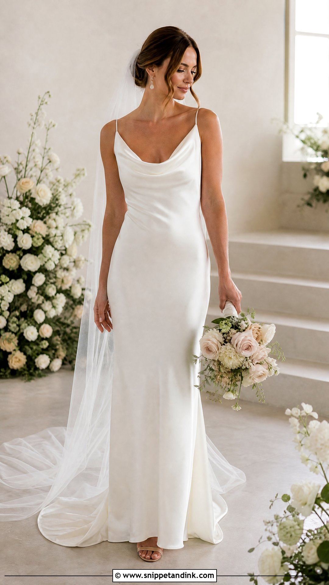 Cowl Neck Satin Wedding Dress - Snippet and Ink - 25 Satin Bridal Gowns