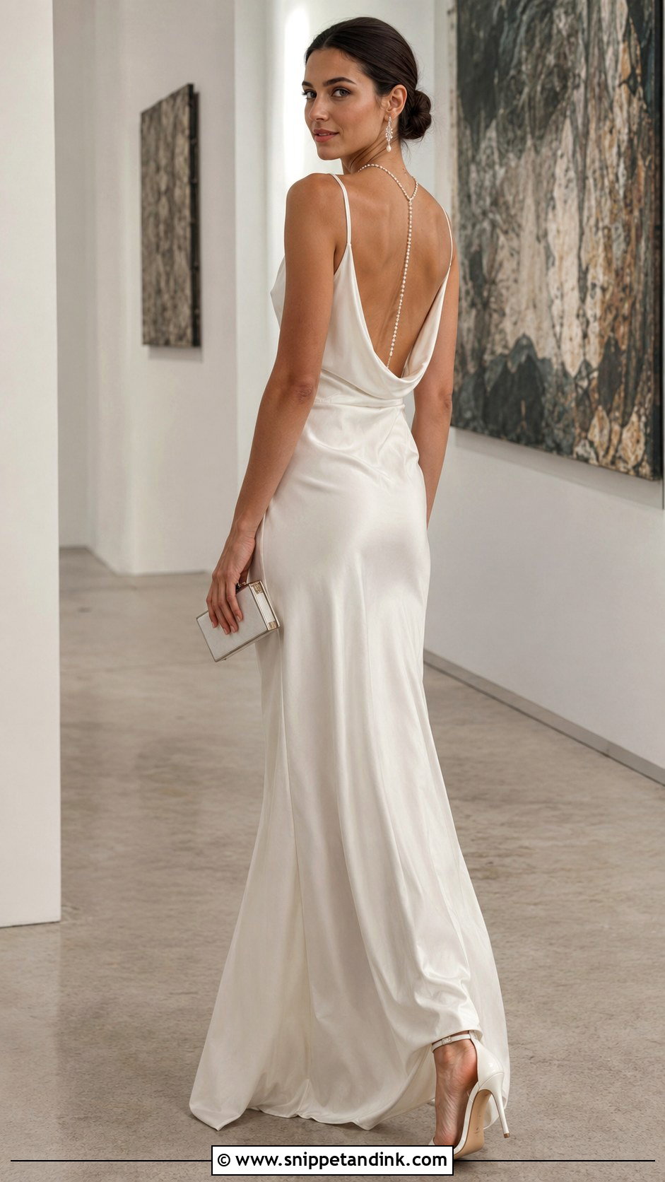 Cowl Neck Satin Wedding Dress - Snippet and Ink - 20 20s Style Wedding Dress Ideas