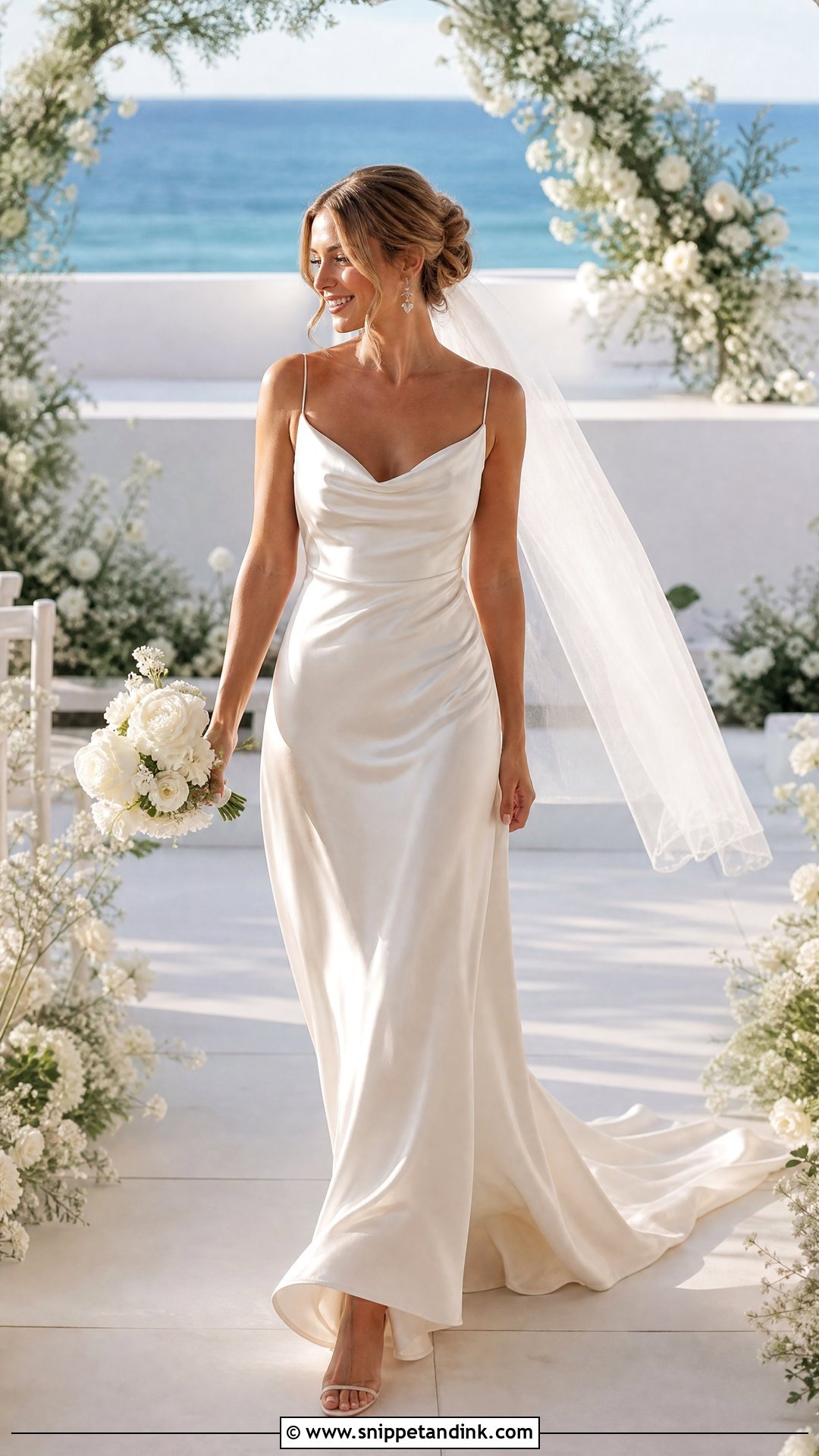 Cowl Neck Satin Wedding Dress - Snippet and Ink - 20 Silky Satin Wedding Dress Ideas