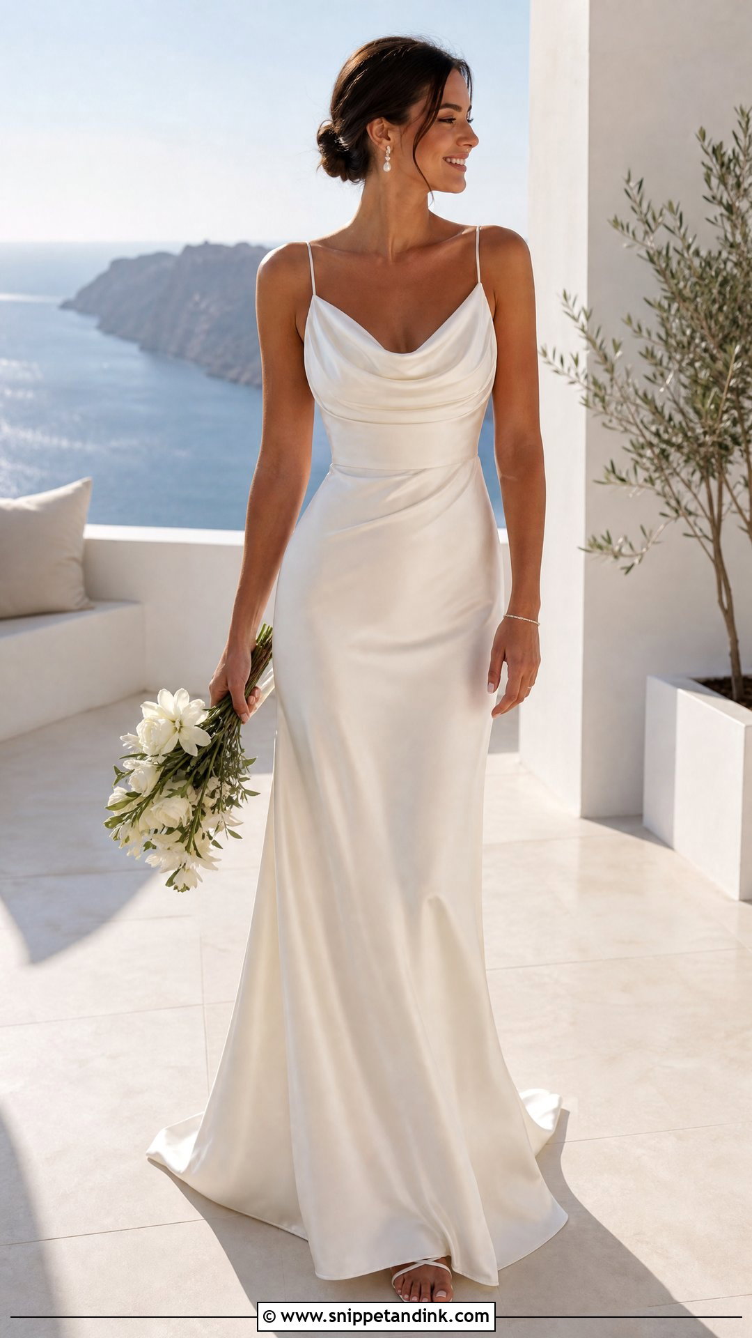 Cowl Neck Satin Wedding Dress - Snippet and Ink - 25 Bridal Satin Dress Style Ideas