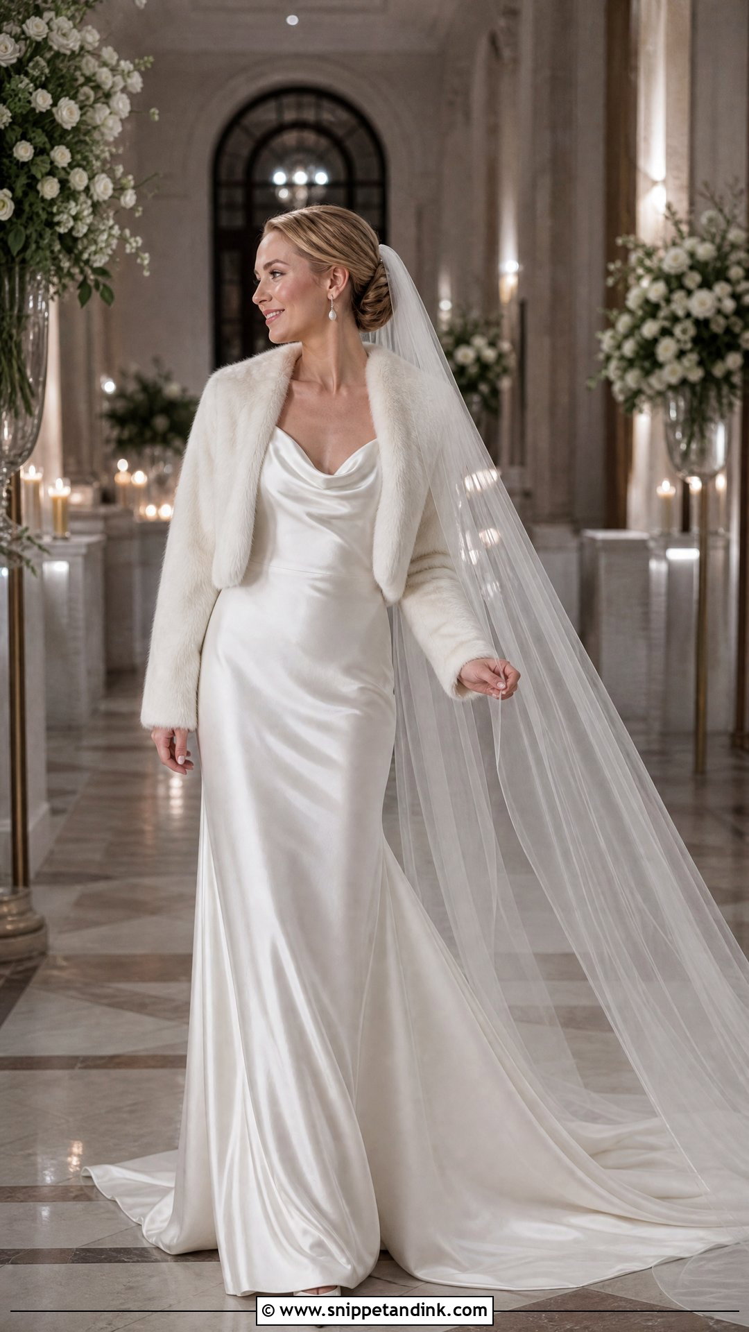 Cowl Neck Satin Winter Wedding Dress - Snippet and Ink - 20 Simple Winter Wedding Dress Ideas
