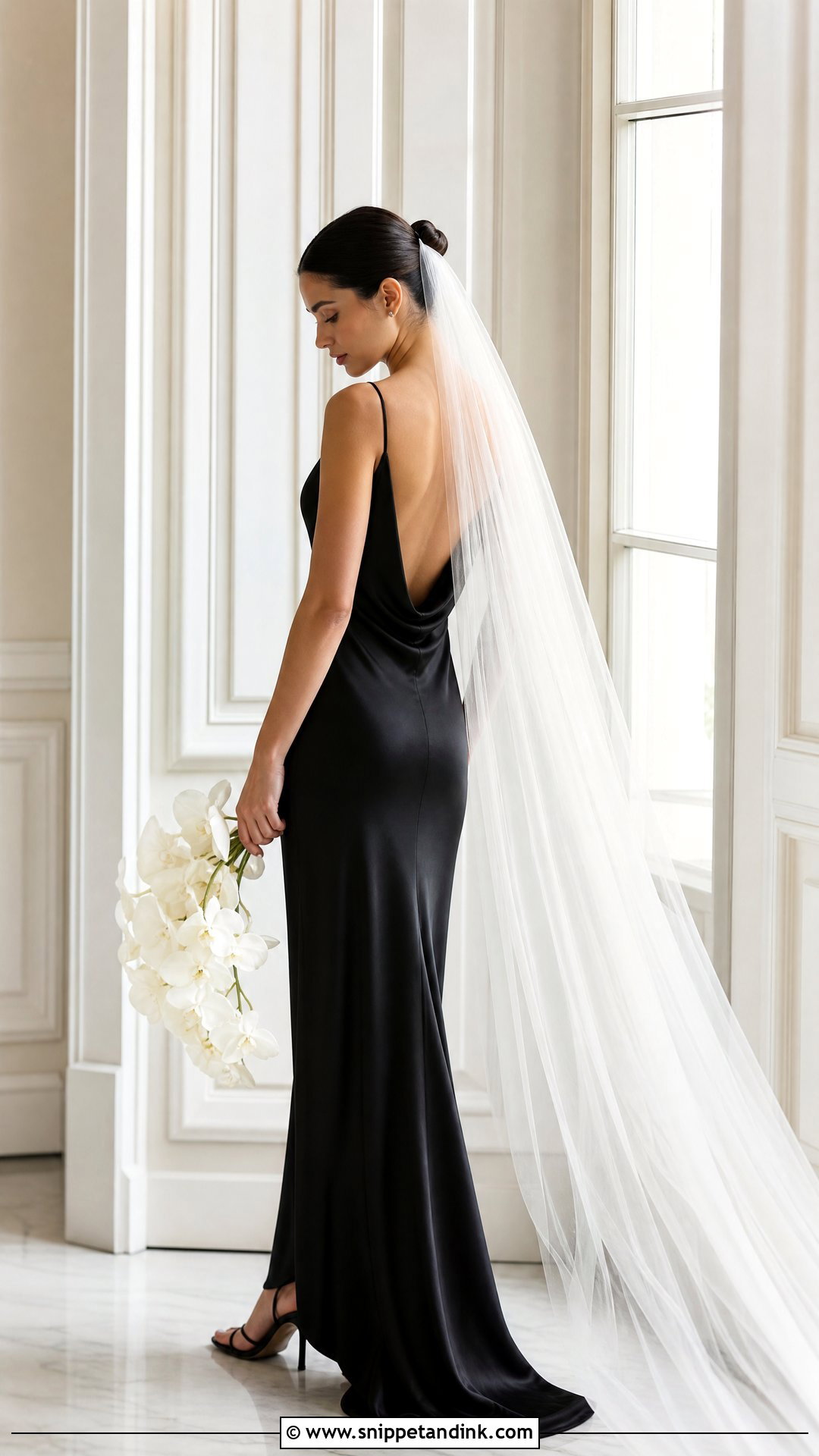 Cowl Neck Sheath Black Wedding Dress - Snippet and Ink - 20 Tight Fitting Black Wedding Dress Ideas