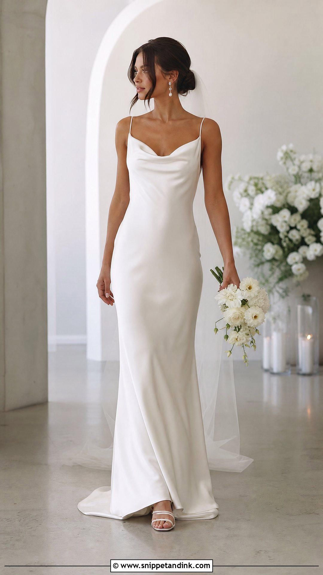 Cowl Neck Sheath Bridal Dress - Snippet and Ink - 25 Bridal Dresses Simple Elegant