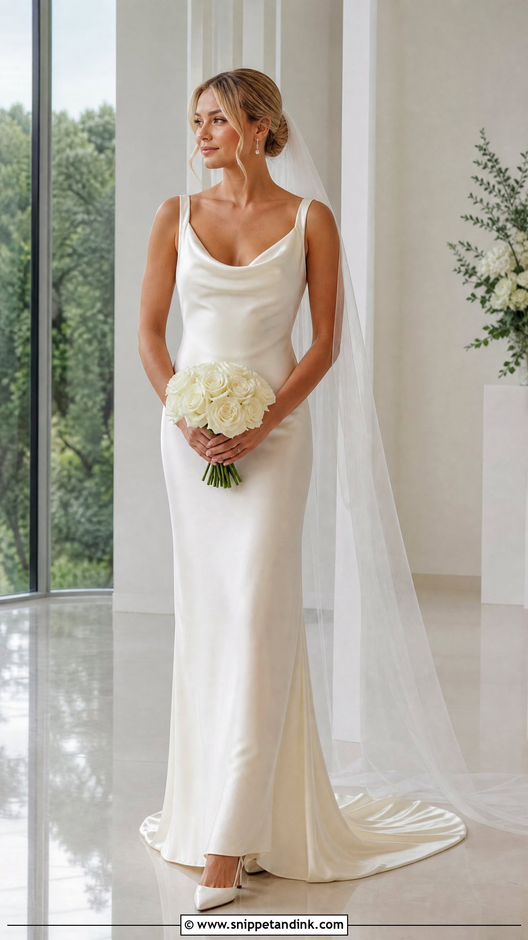 Cowl Neck Silk Bridal Dress - Snippet and Ink - 20 Silk Bridal Dress Ideas