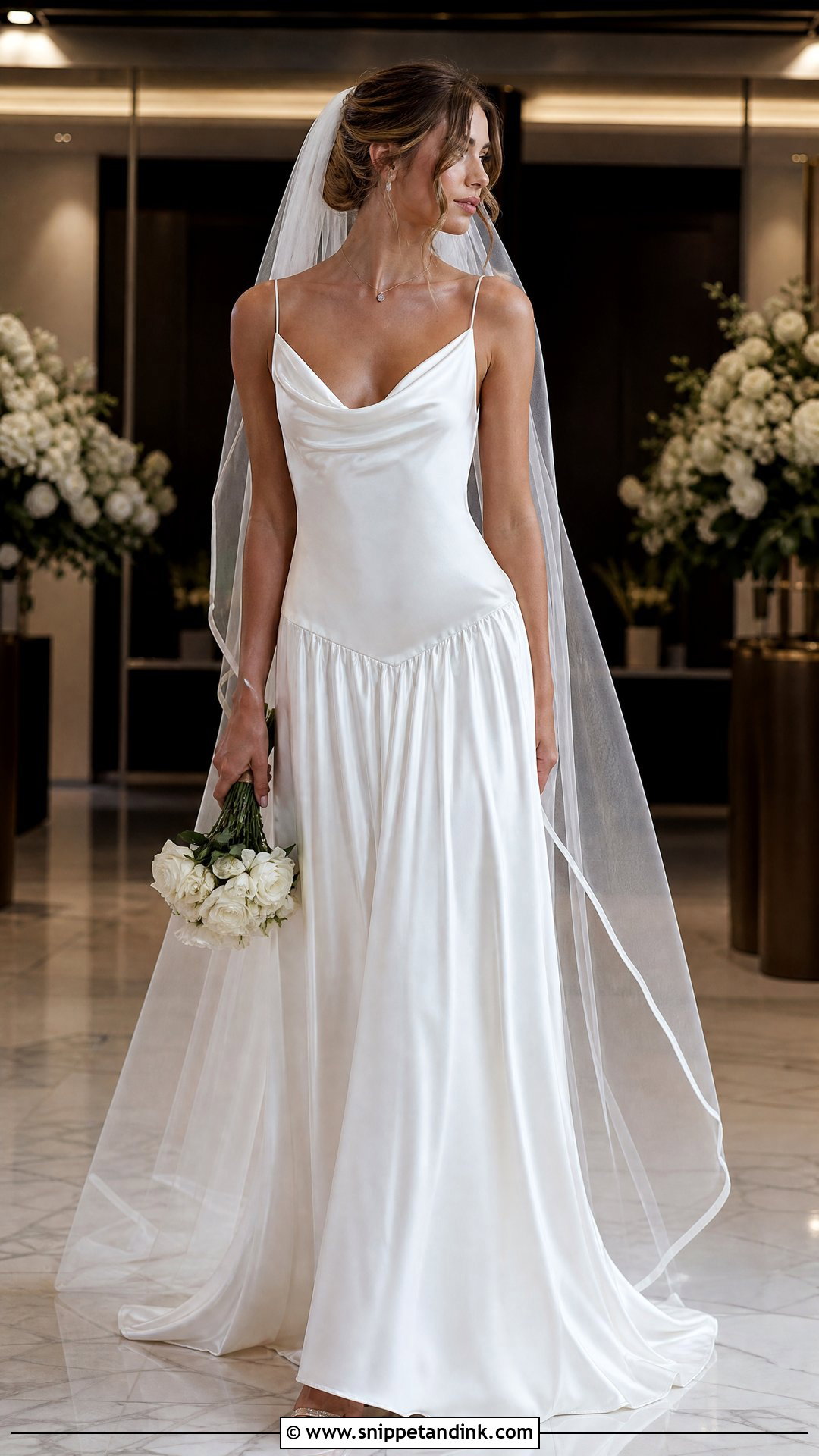 Cowl Neck Silk Drop Waist Wedding Dress - Snippet and Ink - 20 Silk Drop Waist Wedding Dress Ideas