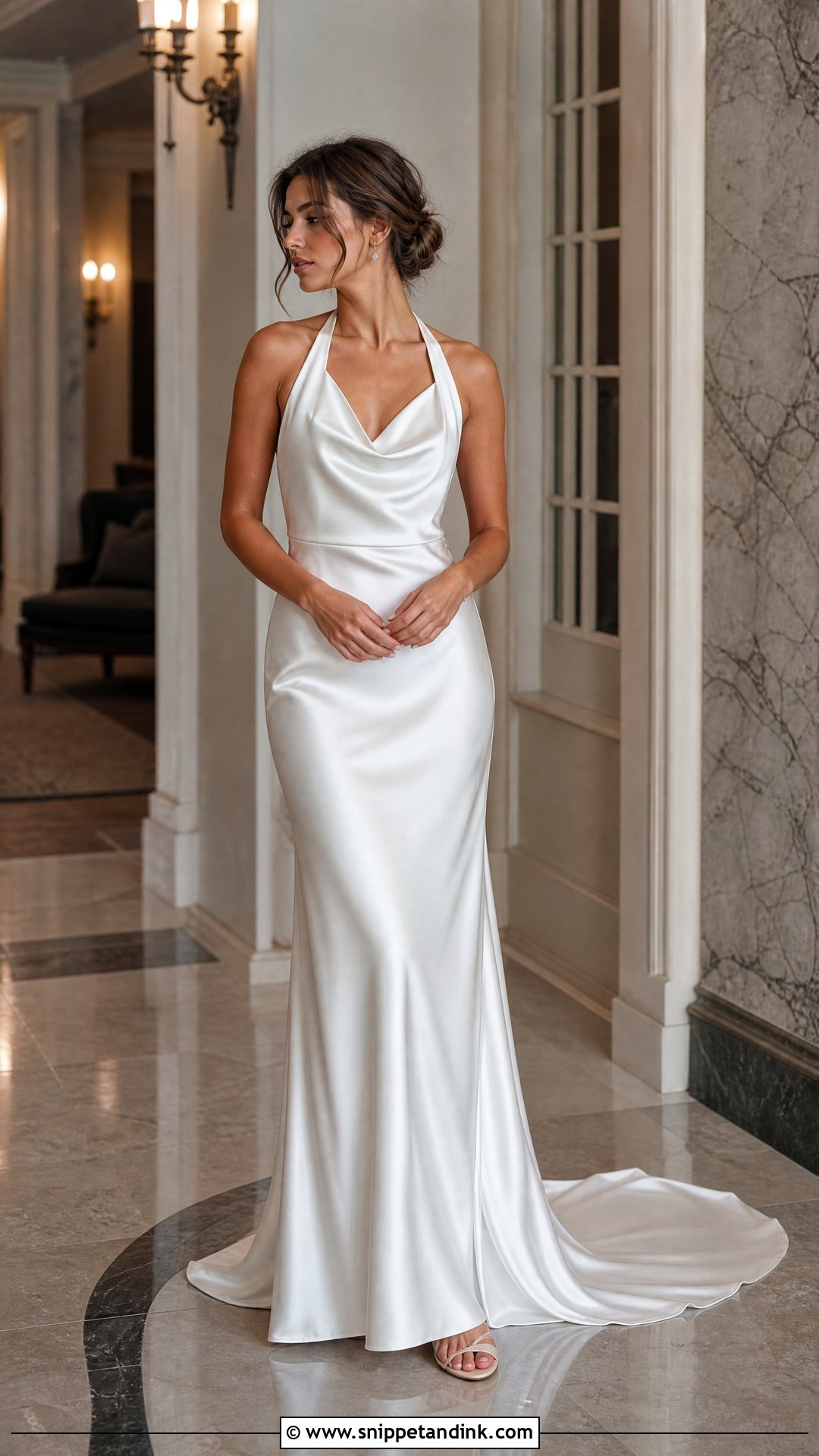Cowl Neck Silk Halter Wedding Dress - Snippet and Ink - 20 Silk Halter Wedding Dress Ideas
