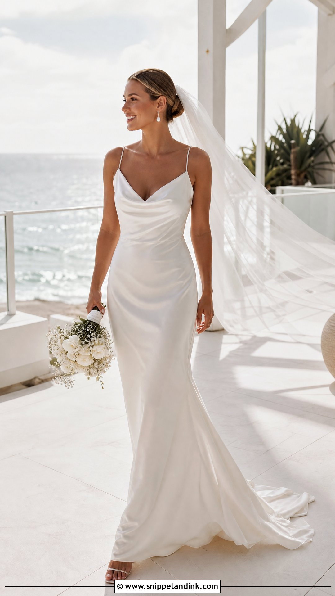 Cowl Neck Slip Bridal Dress - Snippet and Ink - 20 Modern Bridal Dress Ideas