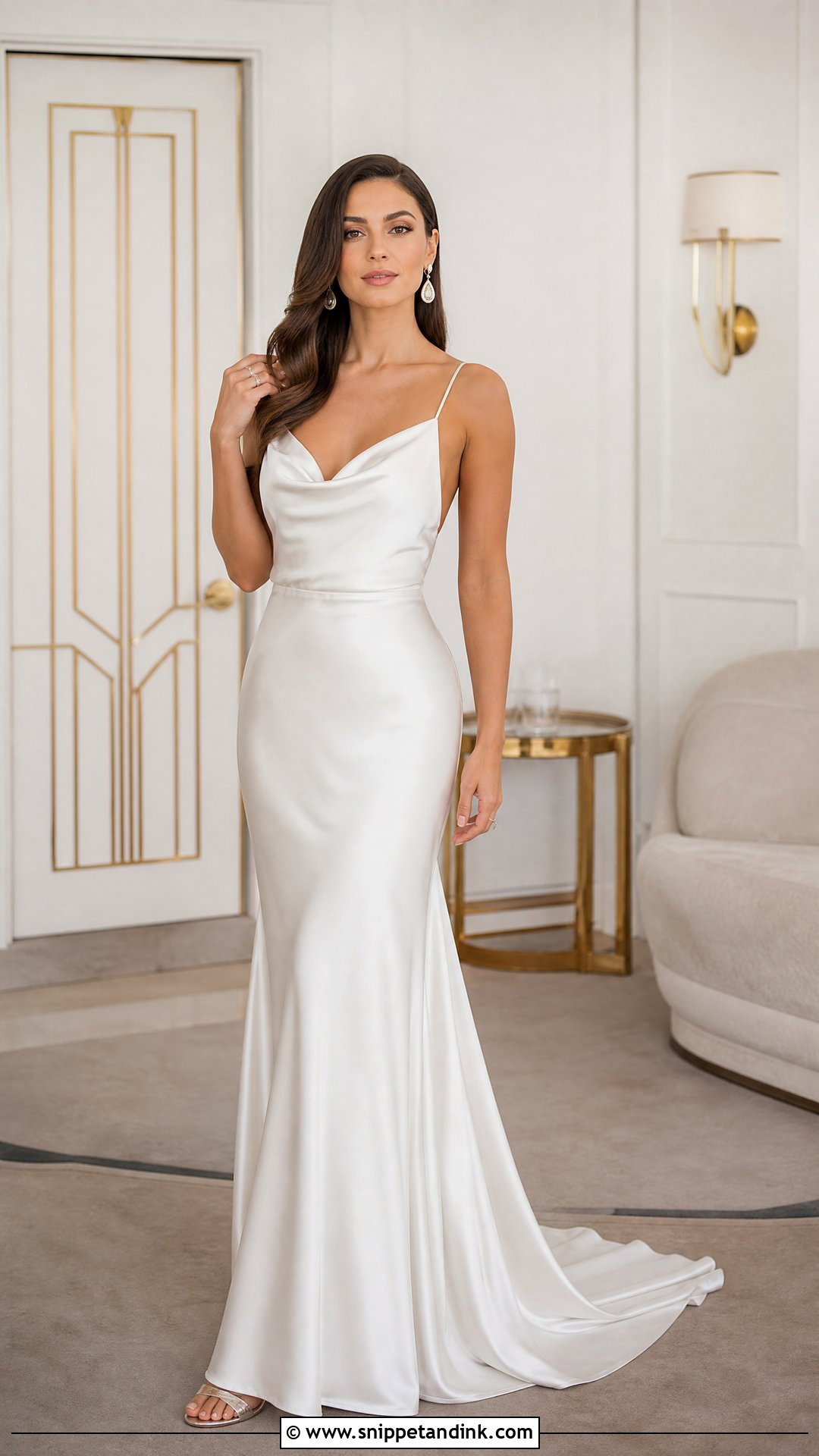 Cowl Neck Slip Wedding Dress - Snippet and Ink - 20 Hollywood Glam Wedding Dress Ideas