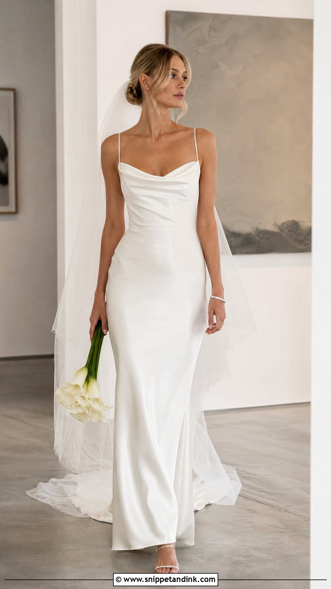 Cowl Neck Spaghetti Strap Wedding Dress - Snippet and Ink - 20 Simple Spaghetti Strap Wedding Dress Ideas