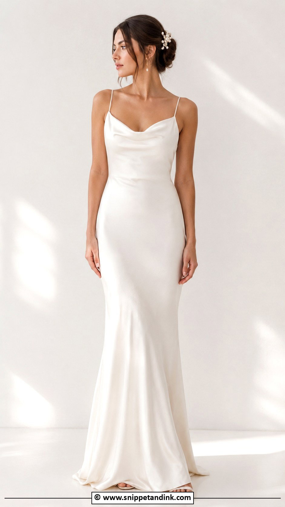 Cowl Neck Spaghetti Strap Wedding Dress - Snippet and Ink - 25 Cowl Neck Wedding Dress Ideas