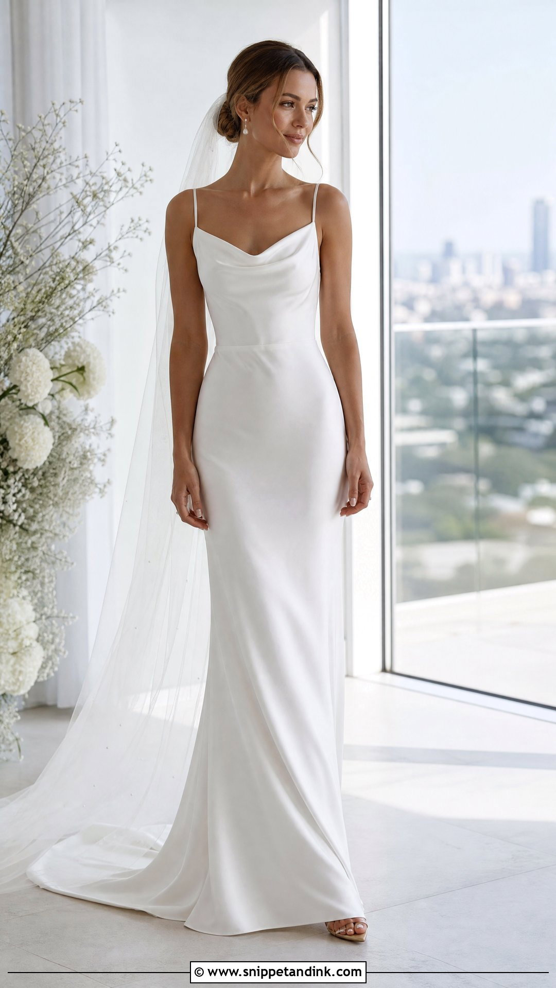 Cowl Neck Straight Wedding Gown - Snippet and Ink - 20 Straight Wedding Gown Ideas