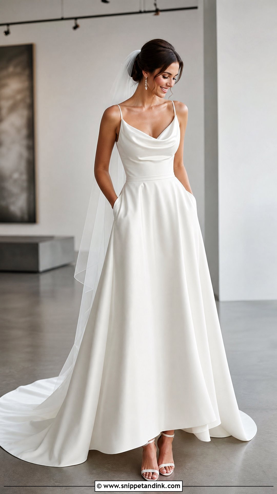 Cowl Neck Wedding Dress With Pockets - Snippet and Ink - 20 Wedding Dresses with Pockets
