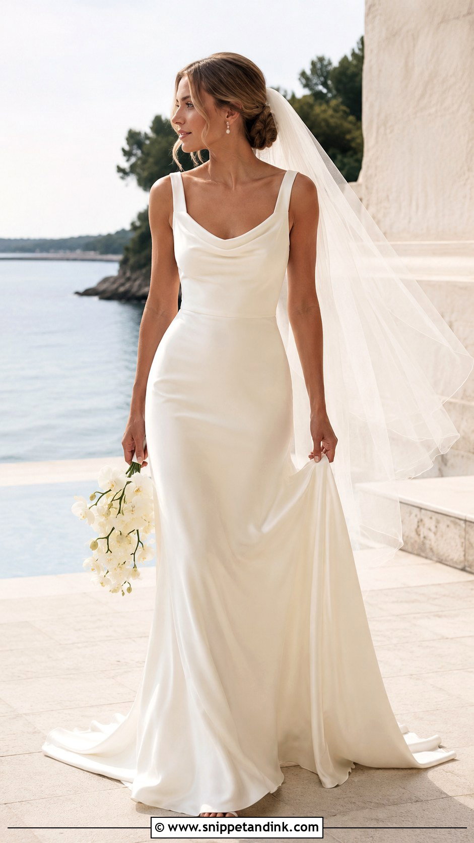Cowl Neck Wedding Gown - Snippet and Ink - 20 Modern Minimalist Wedding Gown Ideas